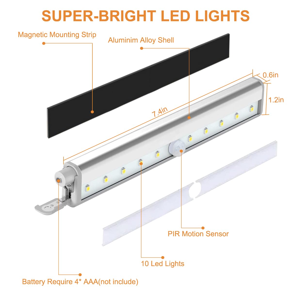 LYCARESUN Motion Activated RV Step Lights, 10 LED Wireless Night Light Bar, Black, Model 1, Battery Operated for Campers and Trailers