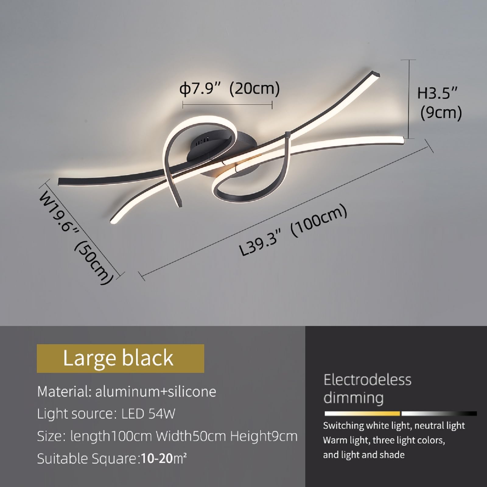 Langlitiaodeng Modern Led Ceiling Light Fixture,54W 3780 Lumen,Flush Mount Ceiling Chandelier,Ceiling Lamp For Kitchen Bedroom S
