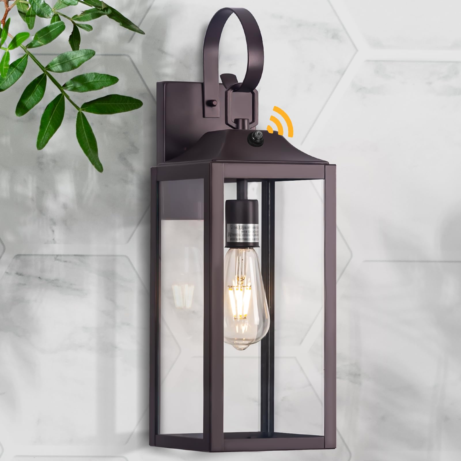 Yolsunes 19&quot; Oil Rubbed Bronze Outdoor Wall Light, Dusk To Dawn Farmhouse Sconce, Waterproof