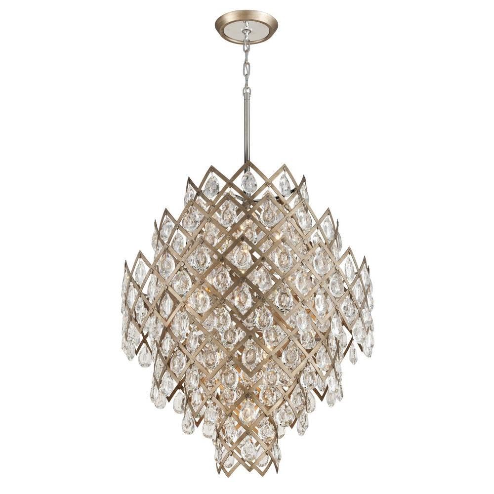 Corbett Lighting Tiara 11-Light Pendant - Vienna Bronze Finish with Clear Crystal Drops