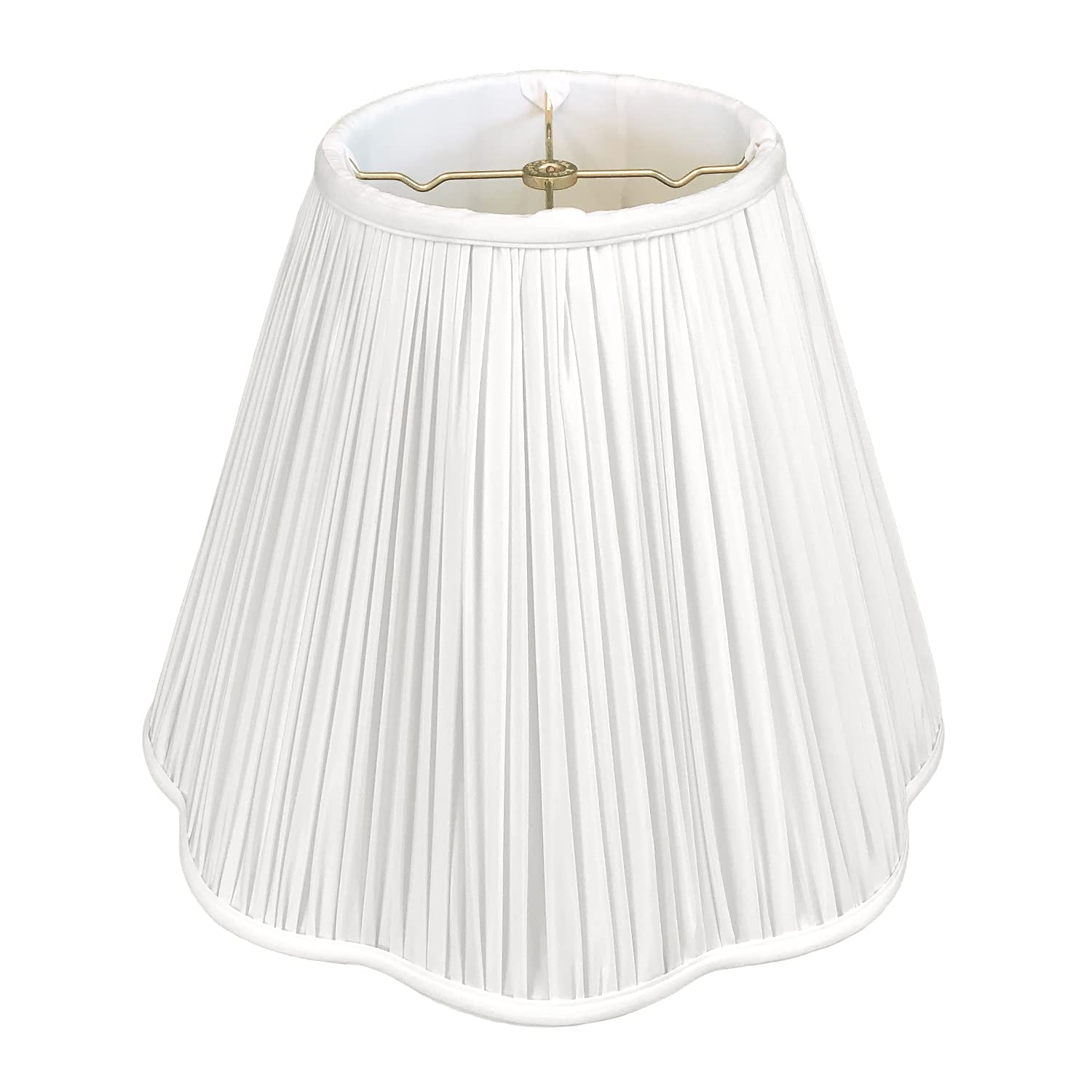 Royal Designs Bottom Scallop Gather Pleat Basic Lamp Shade, White, 8&quot; x 16&quot; x 13&quot;