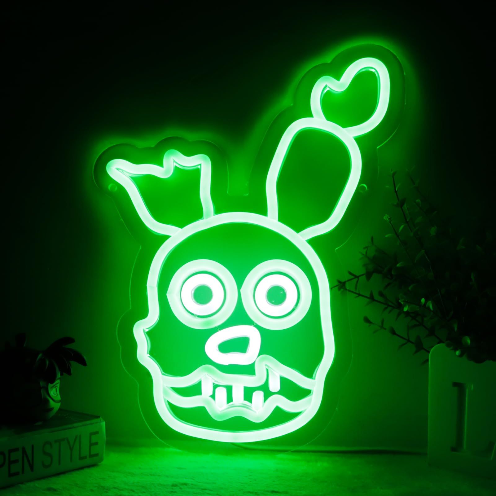 AHlove Neon Sign - Five Nights at Freddy's Springtrap LED Wall Decor, 12.2"x9.2", Plastic, Neon Colors, Perfect for Kids' Room