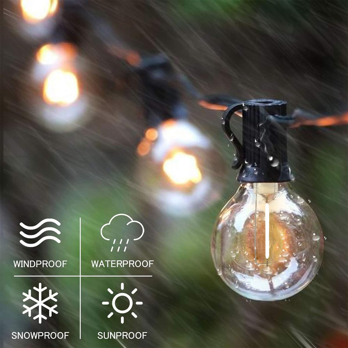 Sunthin Globe Outdoor String Lights, 27Ft Patio Lights With 14 G40 Shatterproof Led Bulbs(1 Spare), Waterproof Hanging Lights St