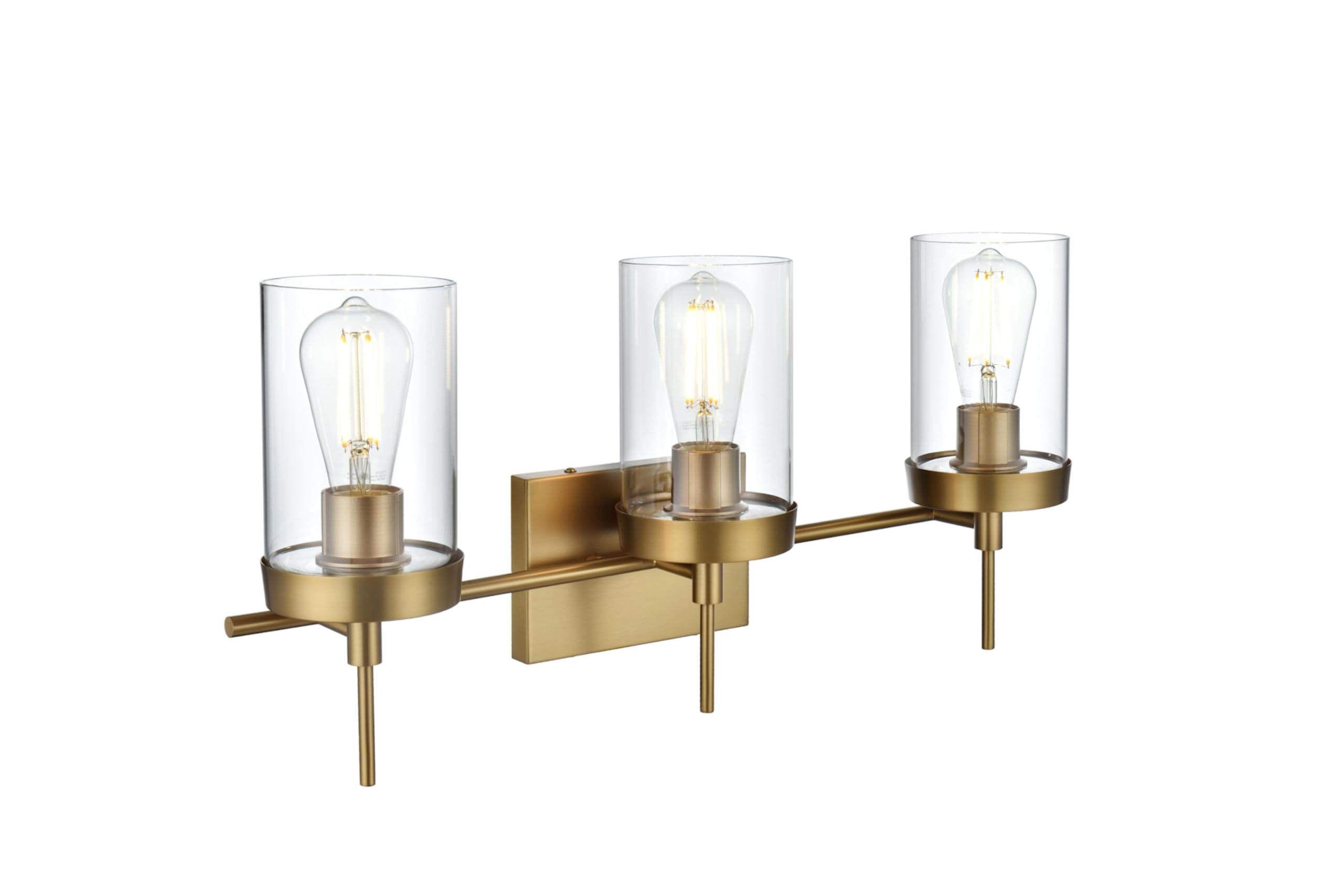 Living District Benny 3-Light Iron & Glass Bath Sconce in Black/Clear