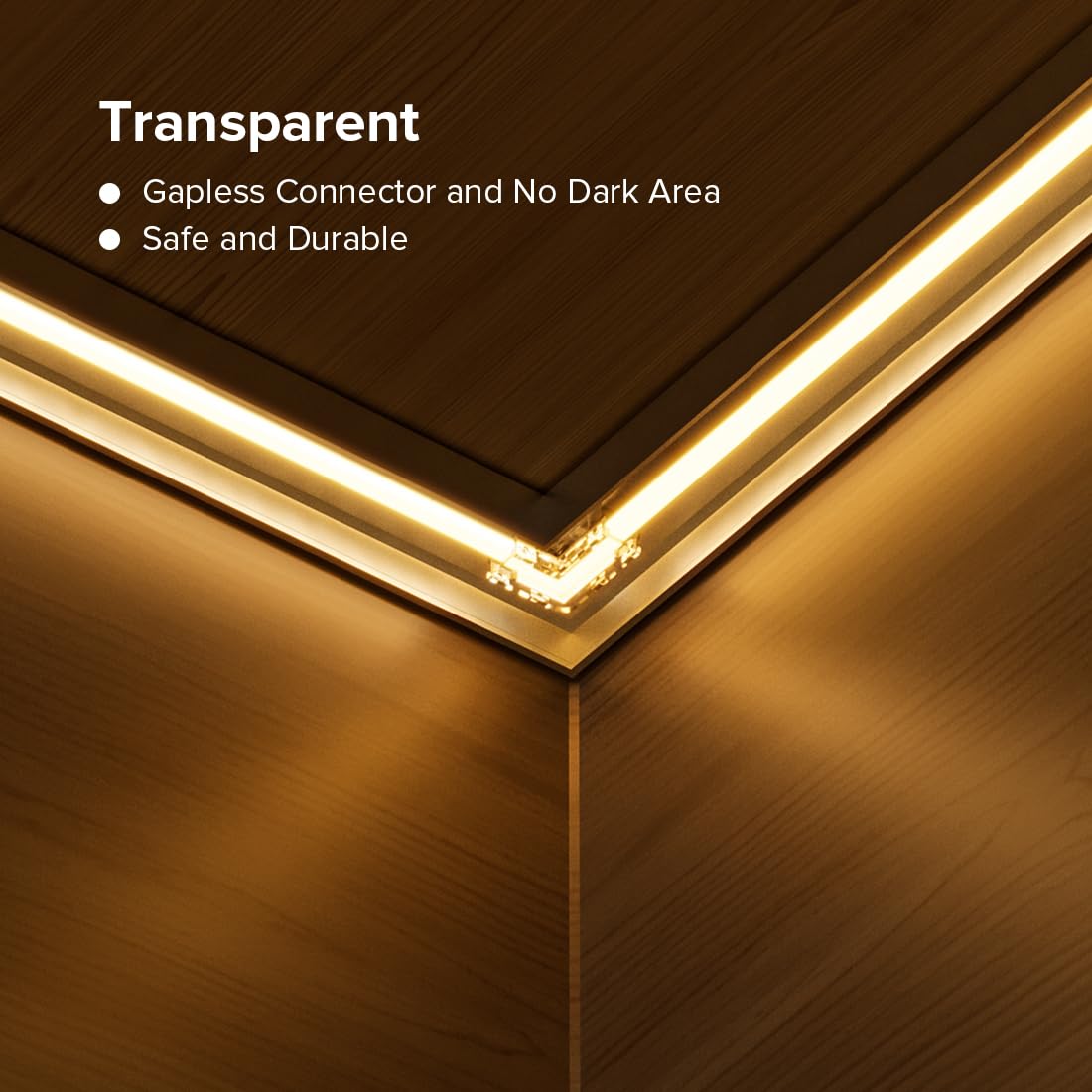 Fcob Cob 5Mm/0.19In Width Led Strip Connector Kit 6Pcs 2 Pin Transparent Gapless L-Shaped Connectors 5Mm Pwm Single Color +V -V