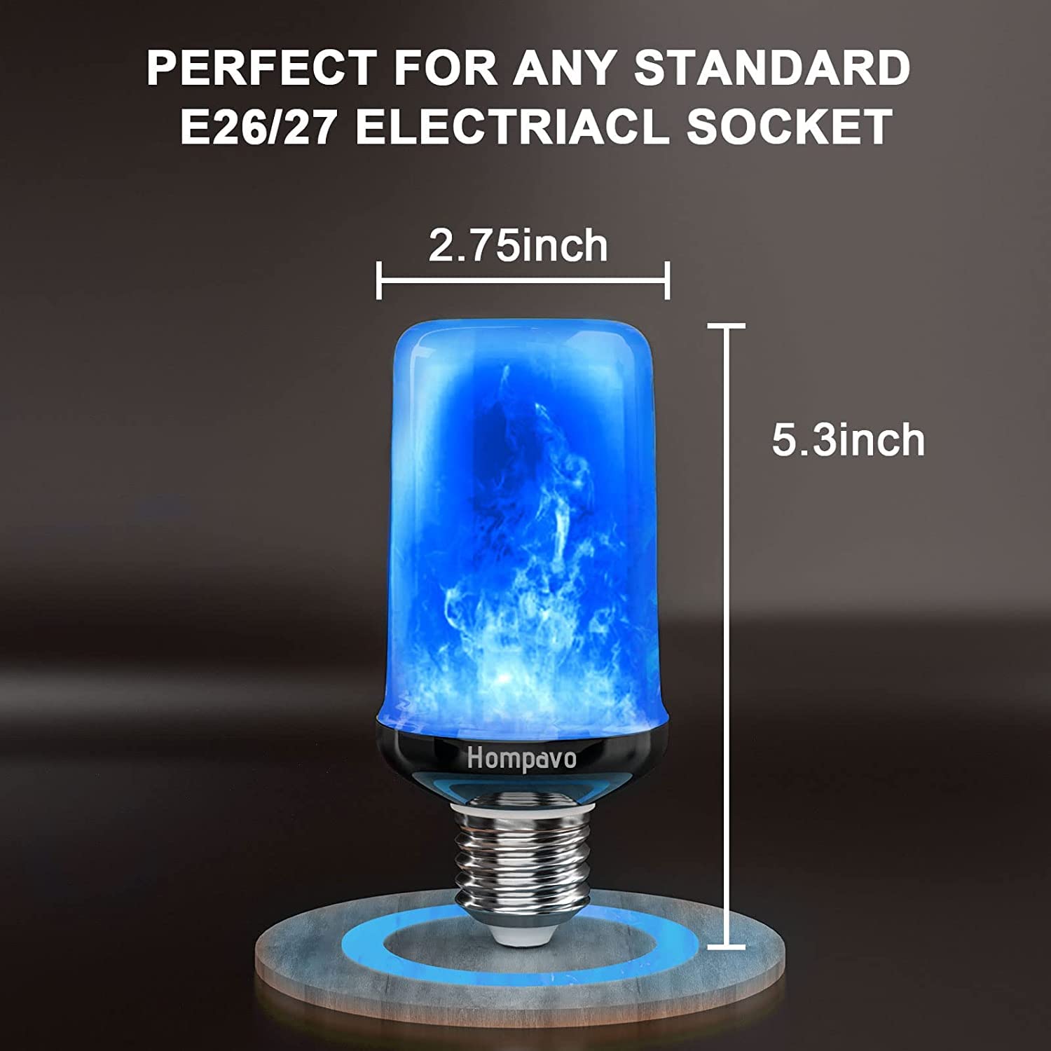 Hompavo Led Flame Light Bulbs - Purple Flickering E26/E27, 4 Pack For Halloween & Parties