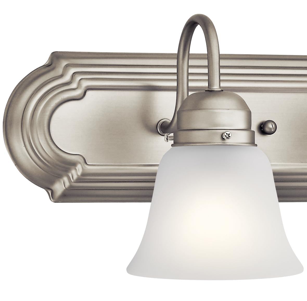 Kichler 30'' 4-Light Vanity Bath Light In Brushed Nickel, Modern Bathroom Light With Clear Satin Etched Glass, (30'' W X 8'' H),