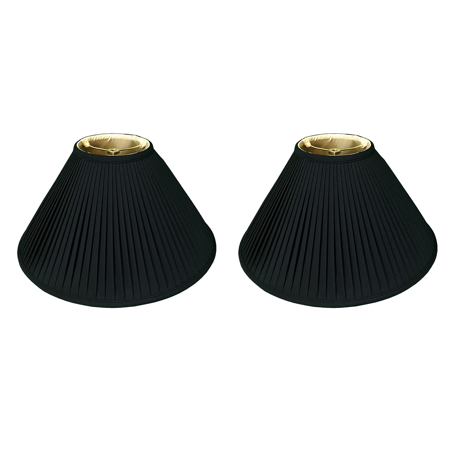 Royal Designs, Inc. Coolie Empire Side Pleat Basic Lamp Shade, BS-727-16BLKGL-2, Black with Gold, 6 x 16 x 10, Set of 2