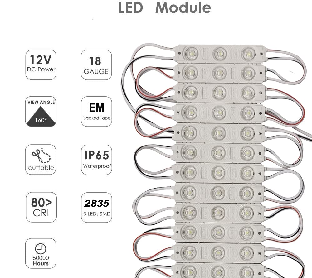 Aooyuanke Storefront Light 100Pcs Led Module For Signs White 3000K 1.2W 12V Dc 2835 Smd 3 Led Window Light Waterproof For Letter