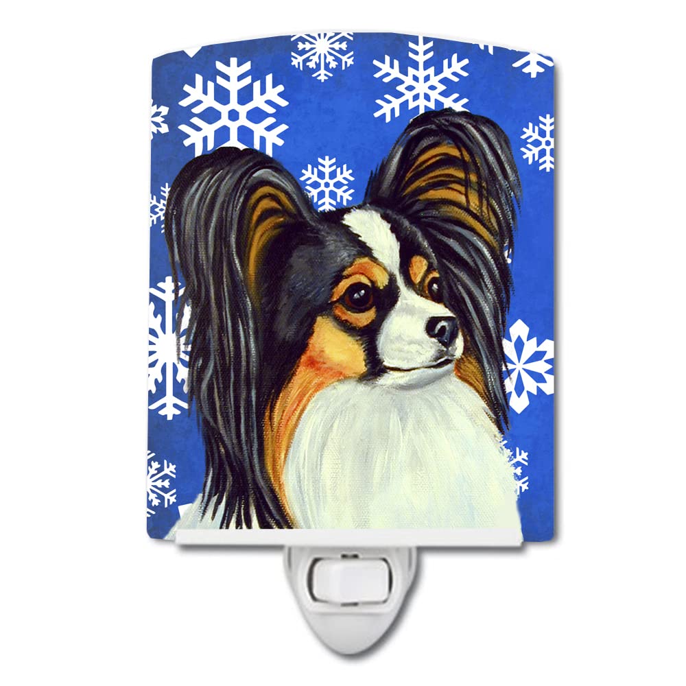 Carolines Treasures Ceramic Night Light Papillon Model LH9300CNL, 6x4x3in, Holiday Snowflakes, UL-Certified for Bedroom, Bathroom, Kitchen