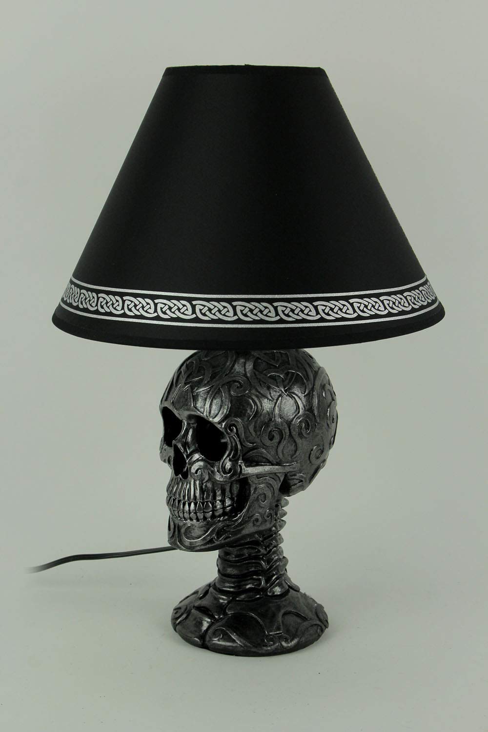 GARDENGREETERS Light of Wisdom Gothic Tribal Skull Table Lamp with Shade, Resin