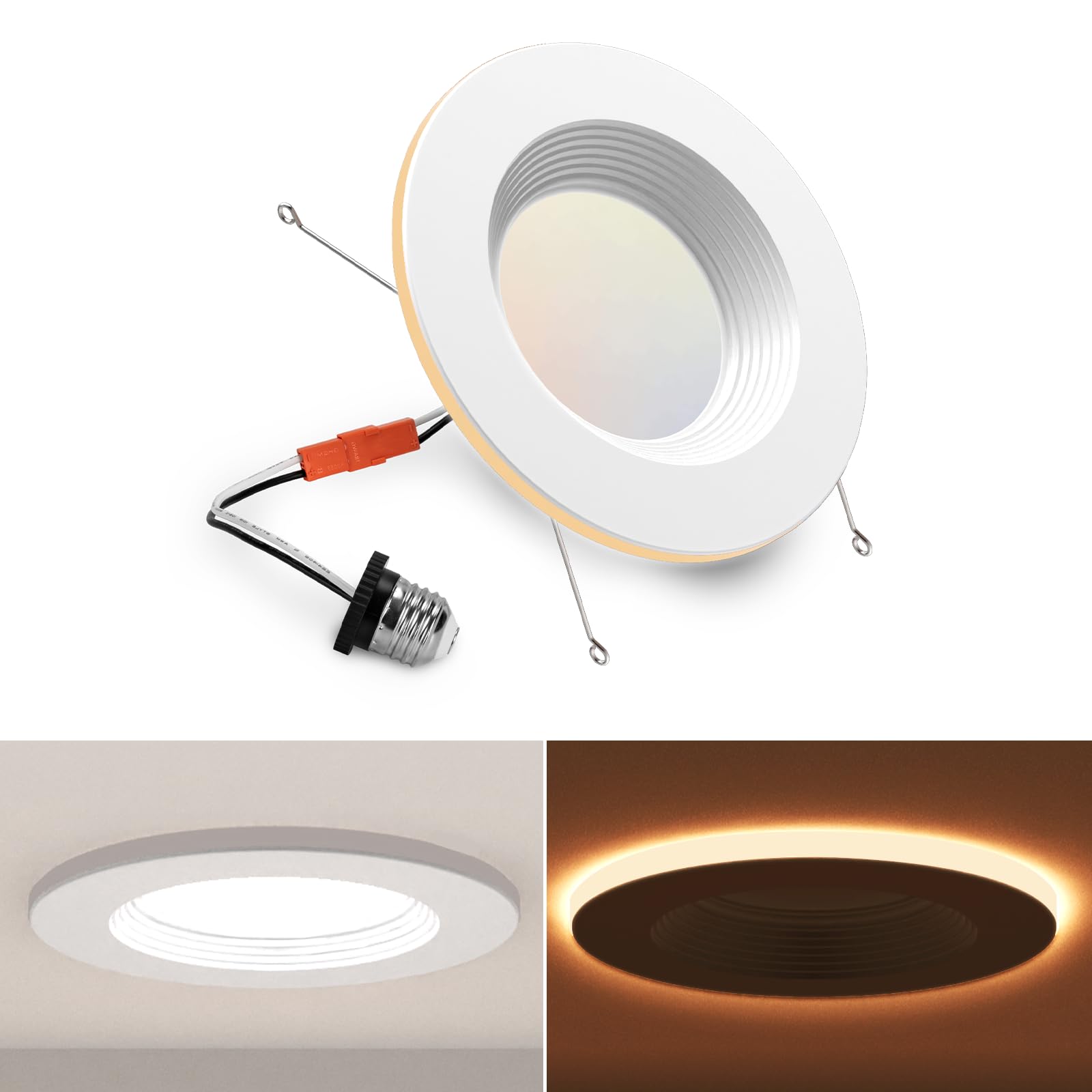 1 Pack 5/6 Inch LED Can Lights with Night Light, 5CCT Retrofit Recessed Lighting Selectable 2700K-6000K Dimmable, 12W=75W, 1200L