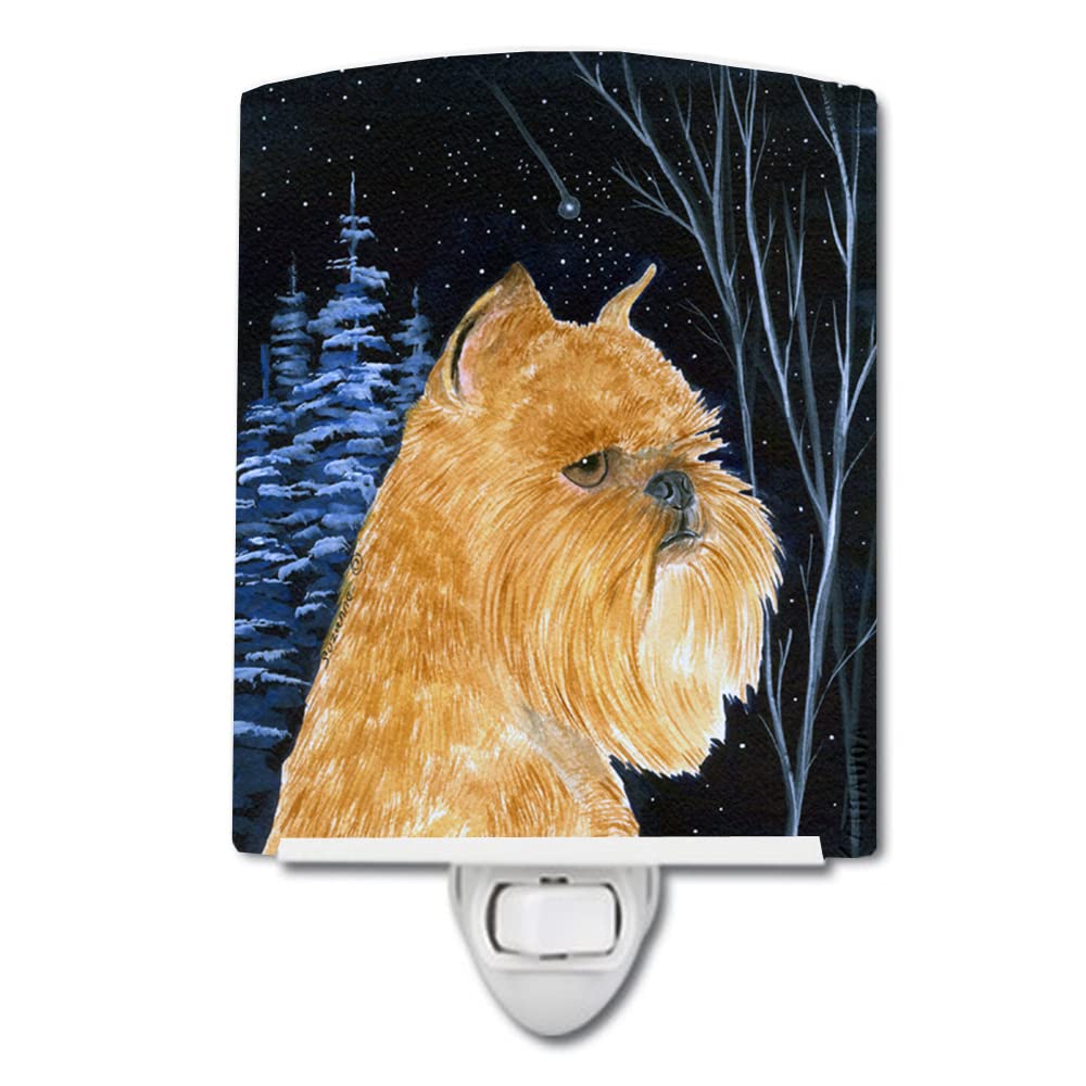 Carolines Treasures Ceramic Night Light, Starry Night Brussels Griffon, UL-Certified, 6x4x3in, Multicolor, Model SS8362CNL
