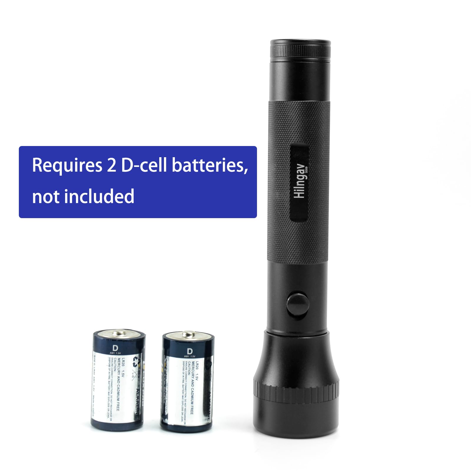 Hilngav Heavy Duty LED Flashlight, Zoomable, Aluminum Alloy, Black, S009, 1 Pack