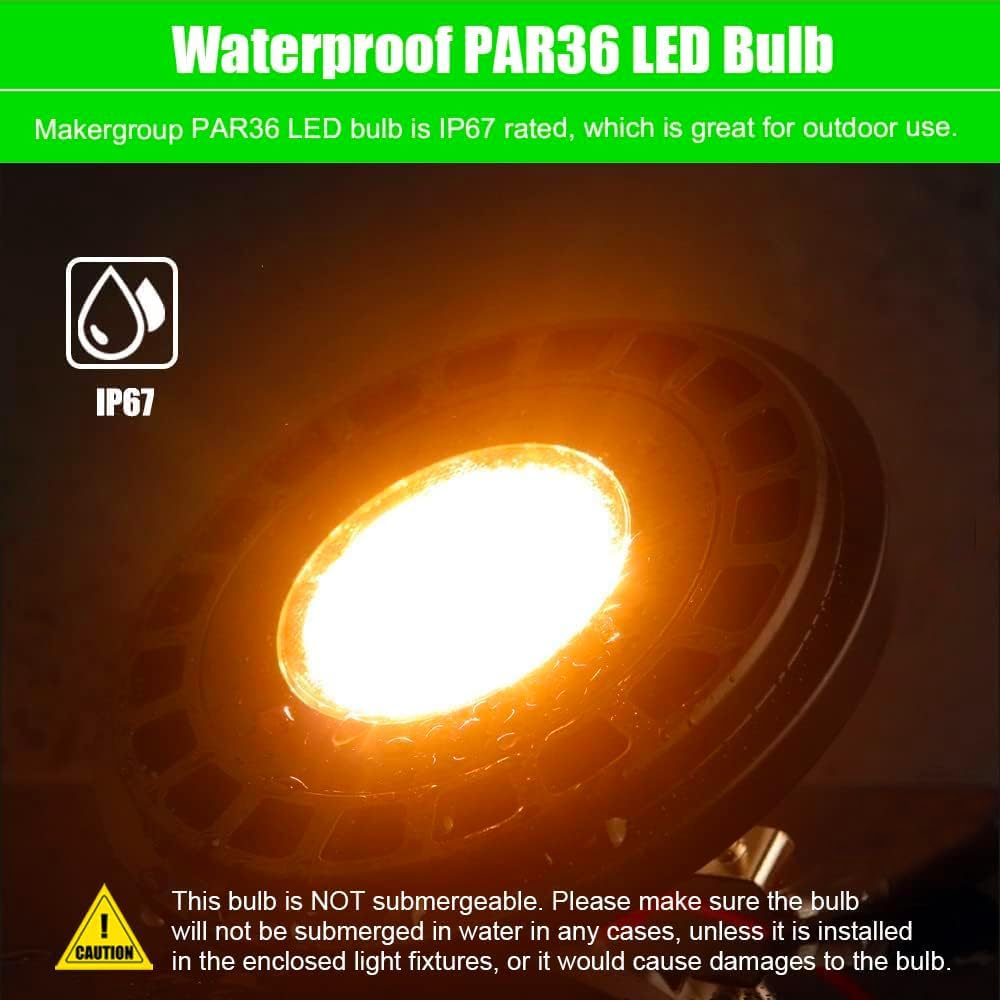 Makergroup Par36 Led Landscape Light Bulb 7W  12V Low Voltage Lighting  Waterproof Spotlight For Outdoor Yard Tree Light  In-Ground Well Light  Warm White 2700K-3000K