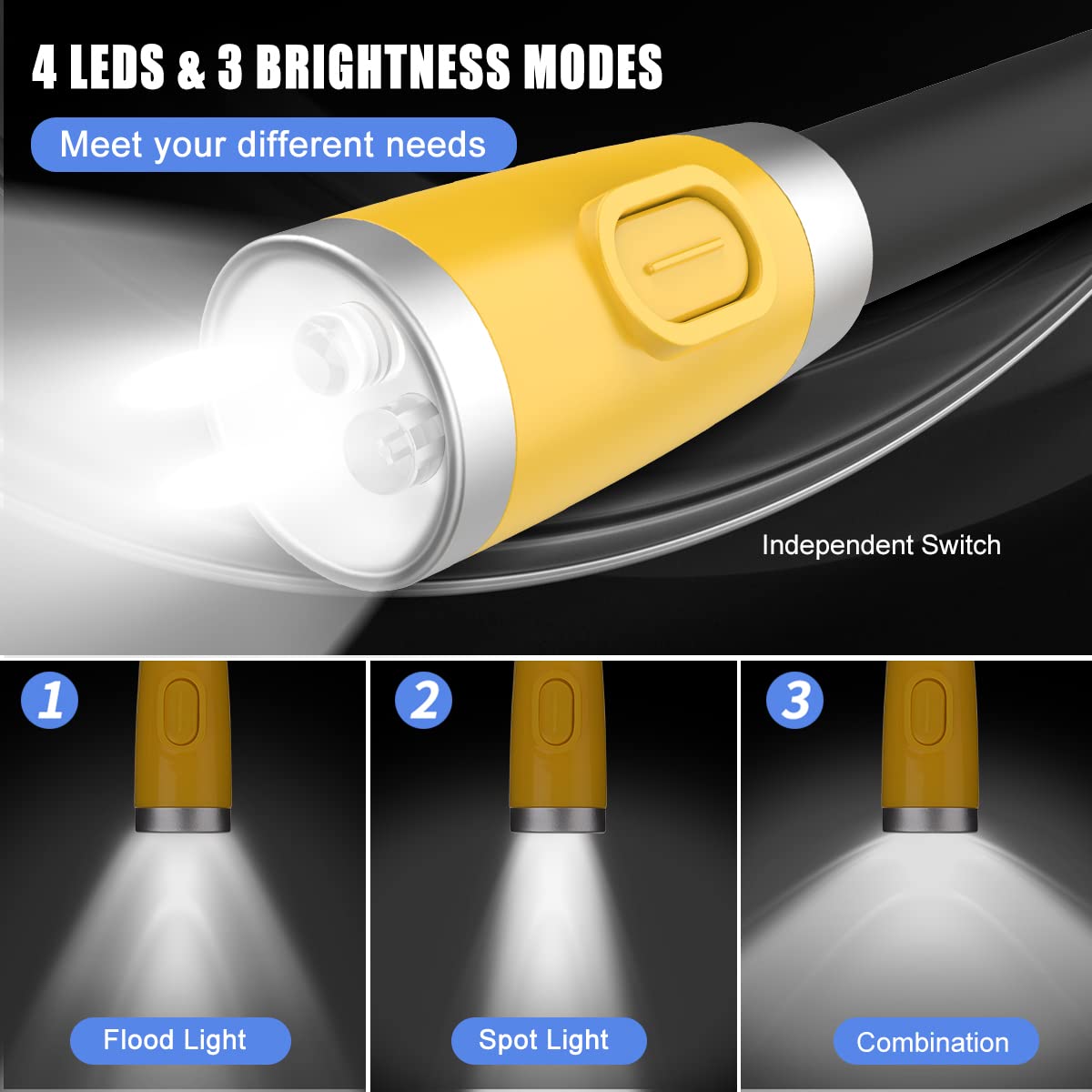 Ledgle Led Neck Light - Rechargeable Neck Flashlight For Reading, Knitting, Camping, Yellow
