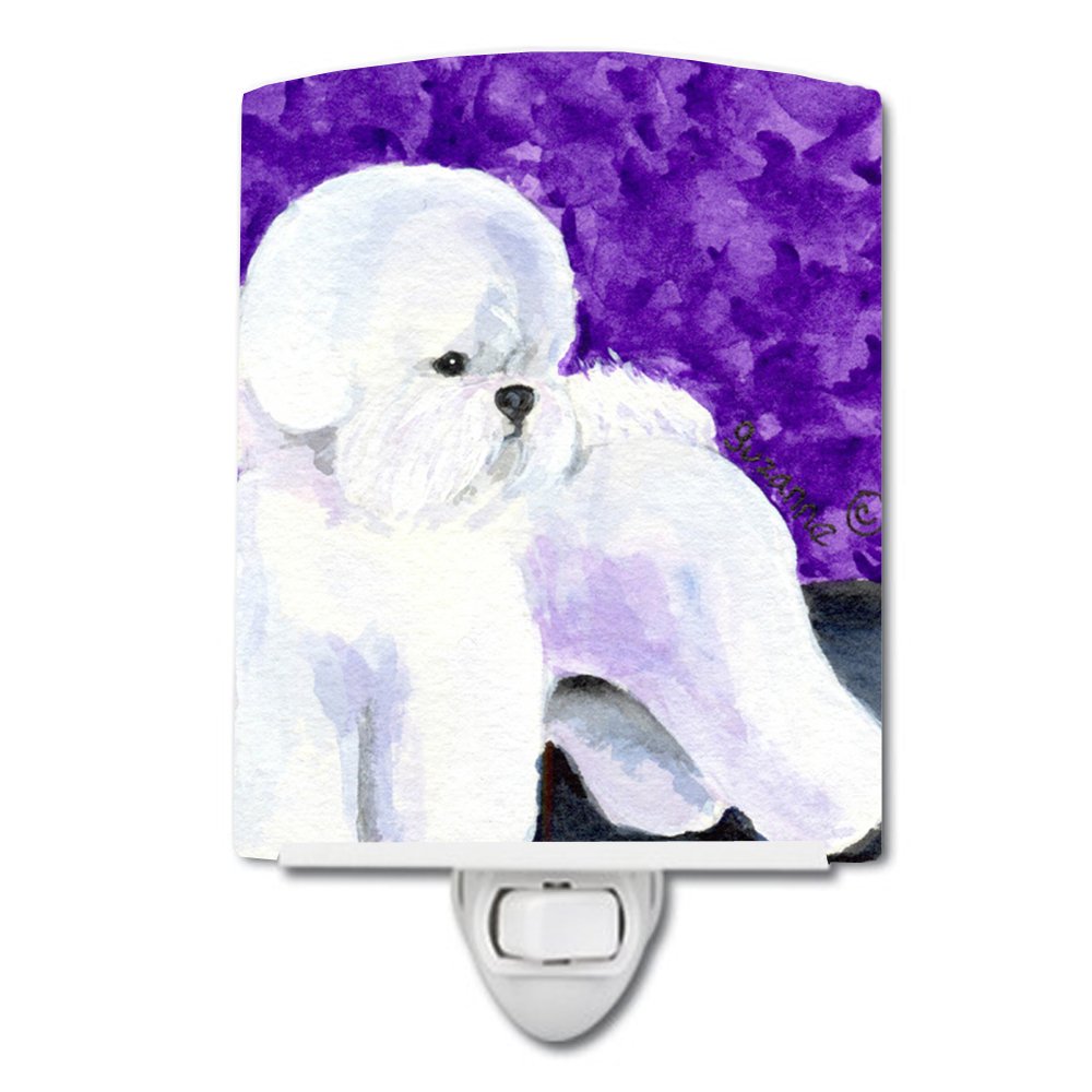 Caroline'S Treasures Ss8692Cnl Bichon Frise Ceramic Night Light Compact, Ul-Certified, Ideal For Bedroom, Bathroom, Nursery, Hallway, Kitchen, 6X4X3, Multicolor