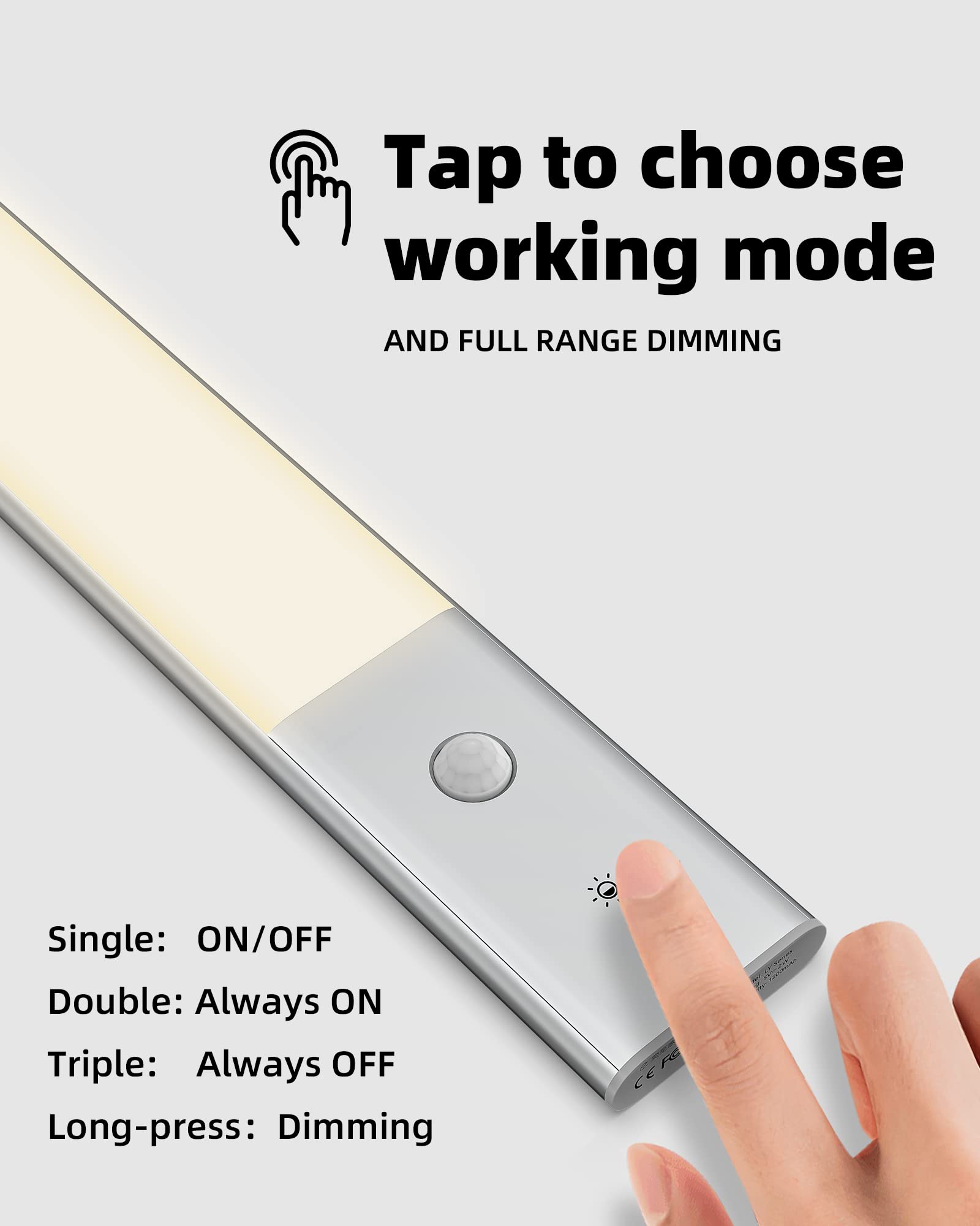 Ezvalo 48Led Motion Sensor Cabinet Lights, Dimmable, Rechargeable, Warm Led Under Counter Lighting