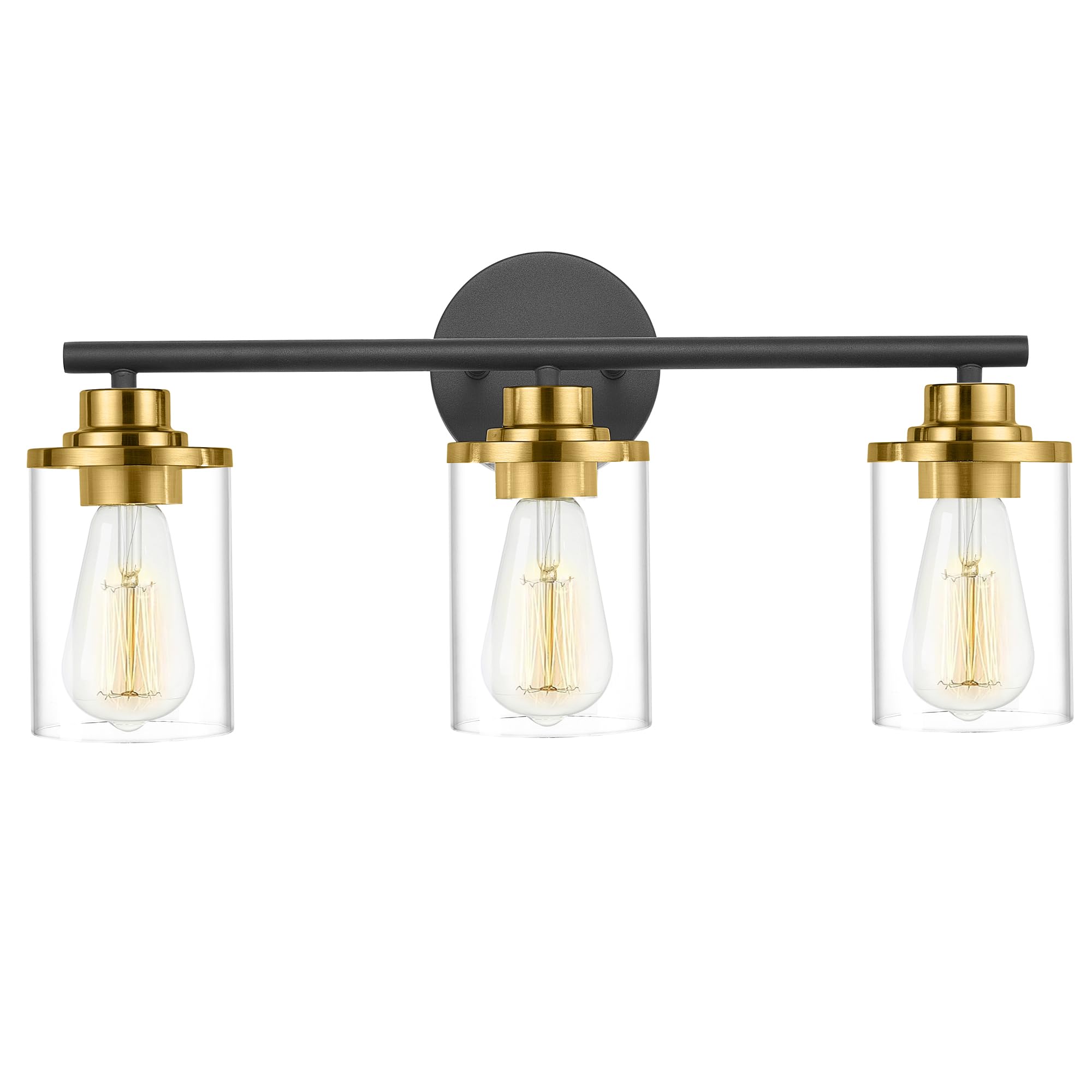 Porphyions Bathroom Light Fixtures,Vanity Lights,Black And Gold Bathroom Lights Over Mirror,Gold Black Vanity Light For Bathroom,20'' Black Gold 3-Light Modern Bathroom Sconce