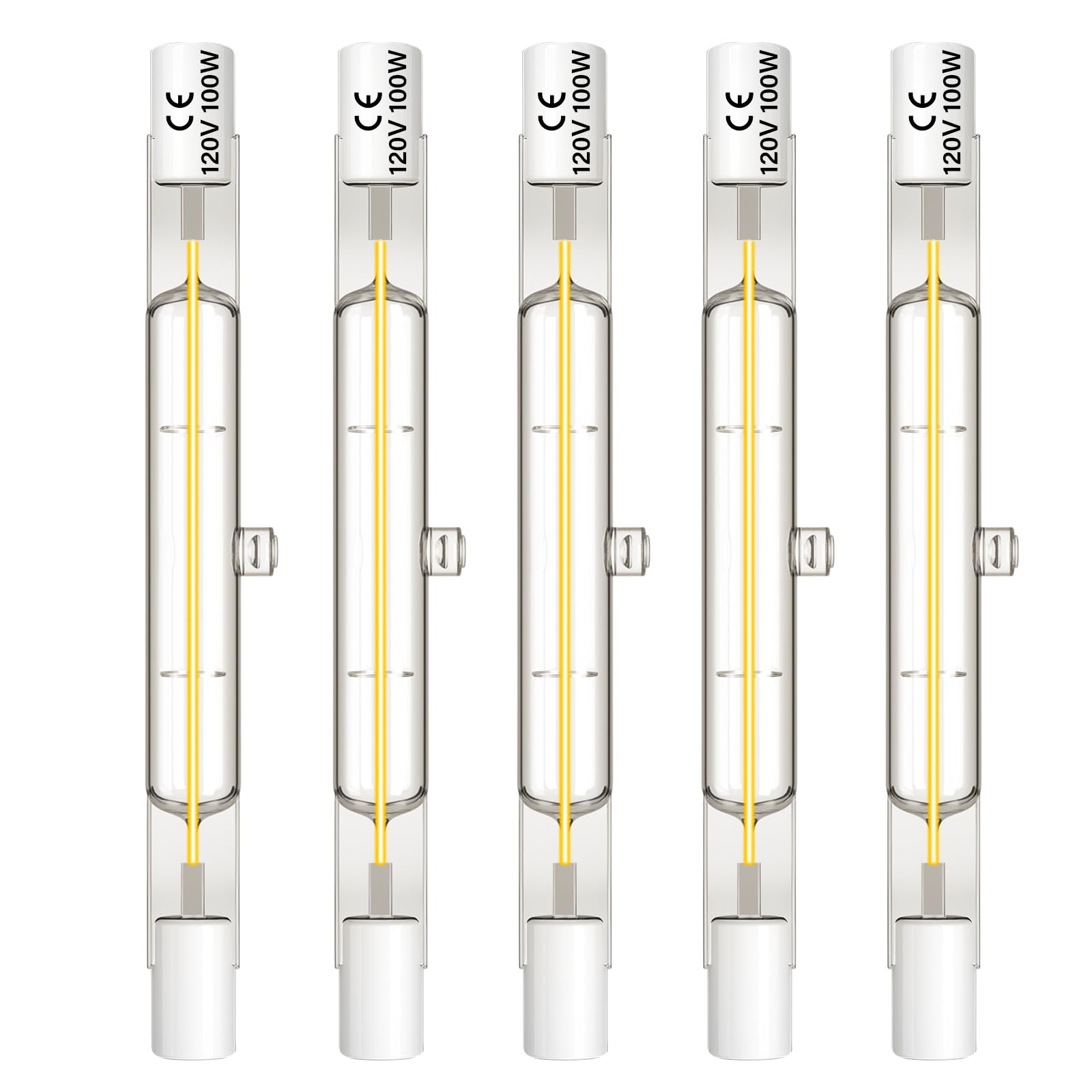 Lacnooe R7S Halogen Light Bulbs 100W 120V  78mm J-Type T3 Bulbs 100 watt  3-Inch Long Double Ended Filament Flood Lights Quartz Tube Lamps for Work  Security  Landscape Lights  Dimmable  5 Pack