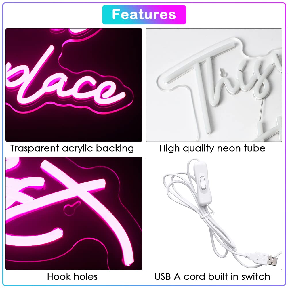 JURONGYILU Neon Sign Pink LED Wall Decor 16.5inx10.6in Acrylic for Bedroom Game Room Wedding Party