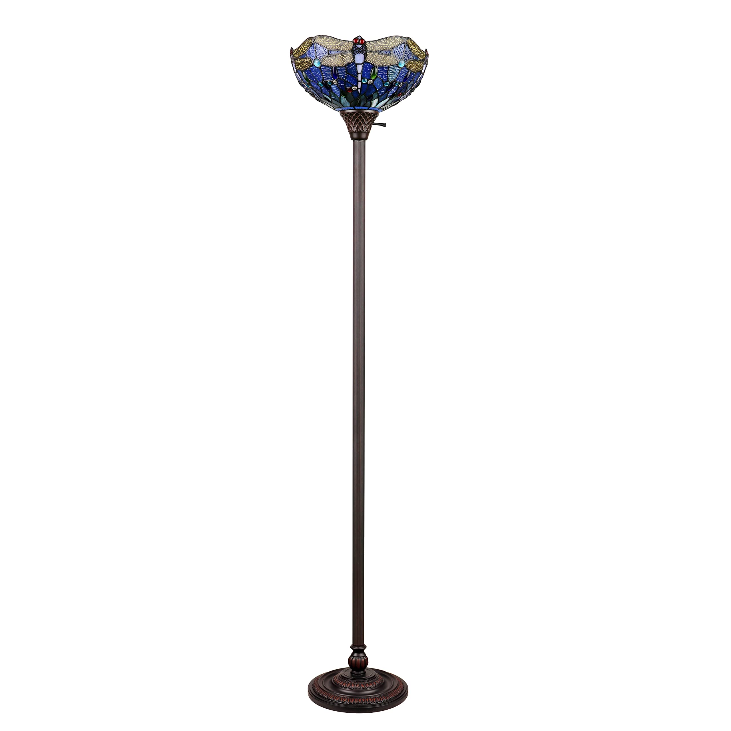Chloe Lighting Torchiere Floor Lamp Dark Bronze 1 Light 14in Wide Multicolor Glass CH3T524BD14-TF1