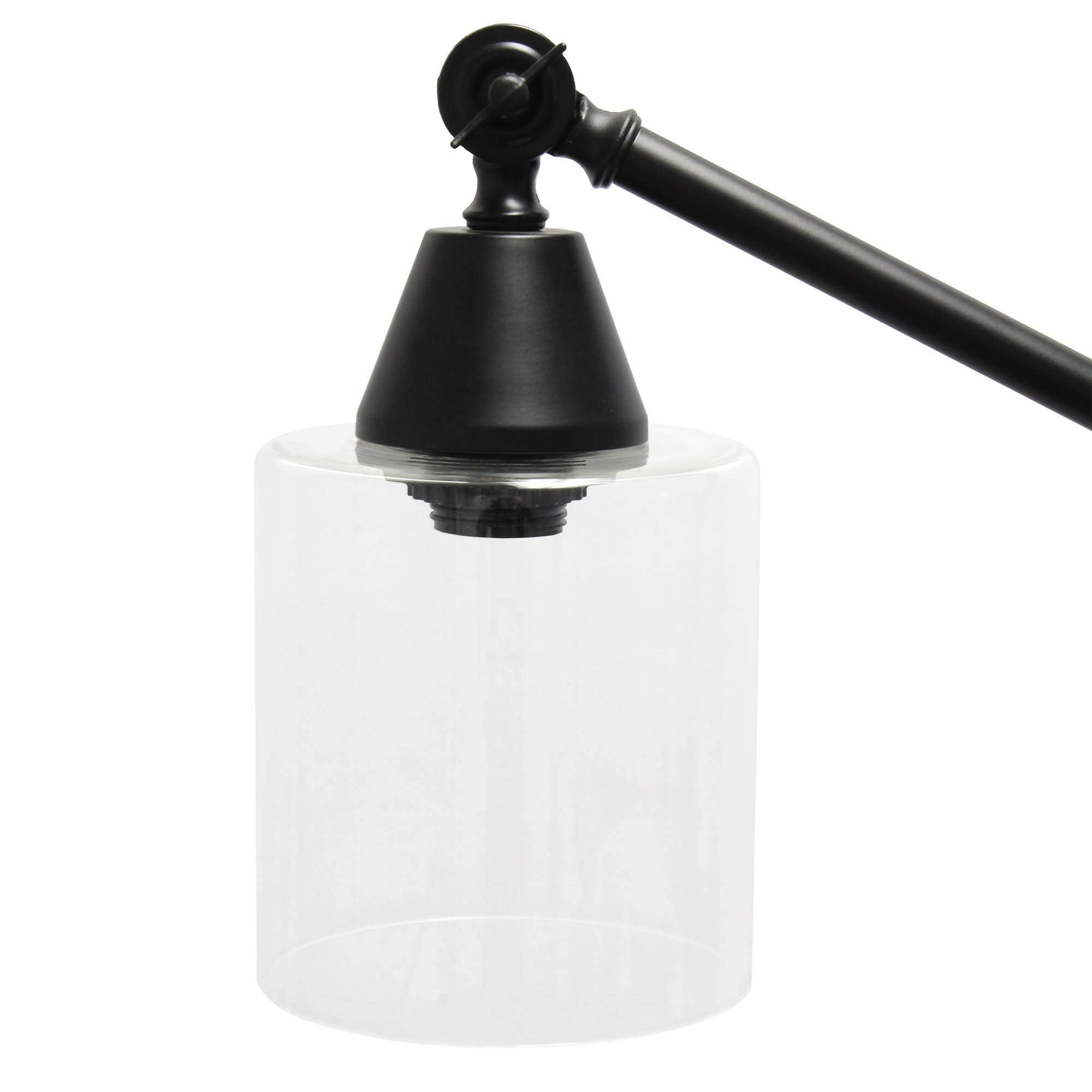 Lalia Home Decorative Floor Lamp, Black, Metal, 30inL x 11inW x 56inH, Model LHF-5021-BK, Clear Glass Shade