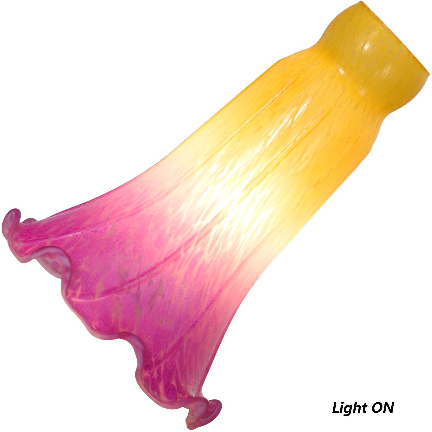 Bieye Ls13 Lily Flower Blown Glass Lampshade (Yellow Purple, Opening I.D. 1.26'' X O.D. 1.5'')