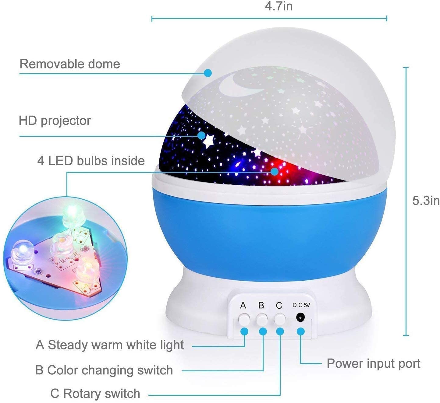 IXWQ Plastic Star Master Night Lamp Rotating Projector For Baby Room Bedroom Lights Galaxy Projector Kids For Diwali Home Decor
