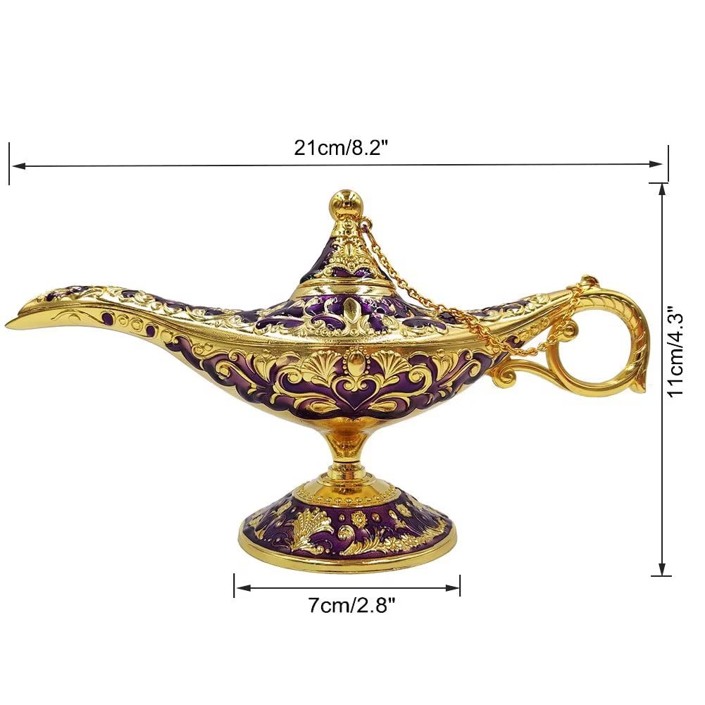 Hourwof Aladdin Genie Lamp - Vintage Arabian Magic Lamp Prop, Large, Purple, Model HW-ALPN-LPR, Party Decoration, Birthday Gift