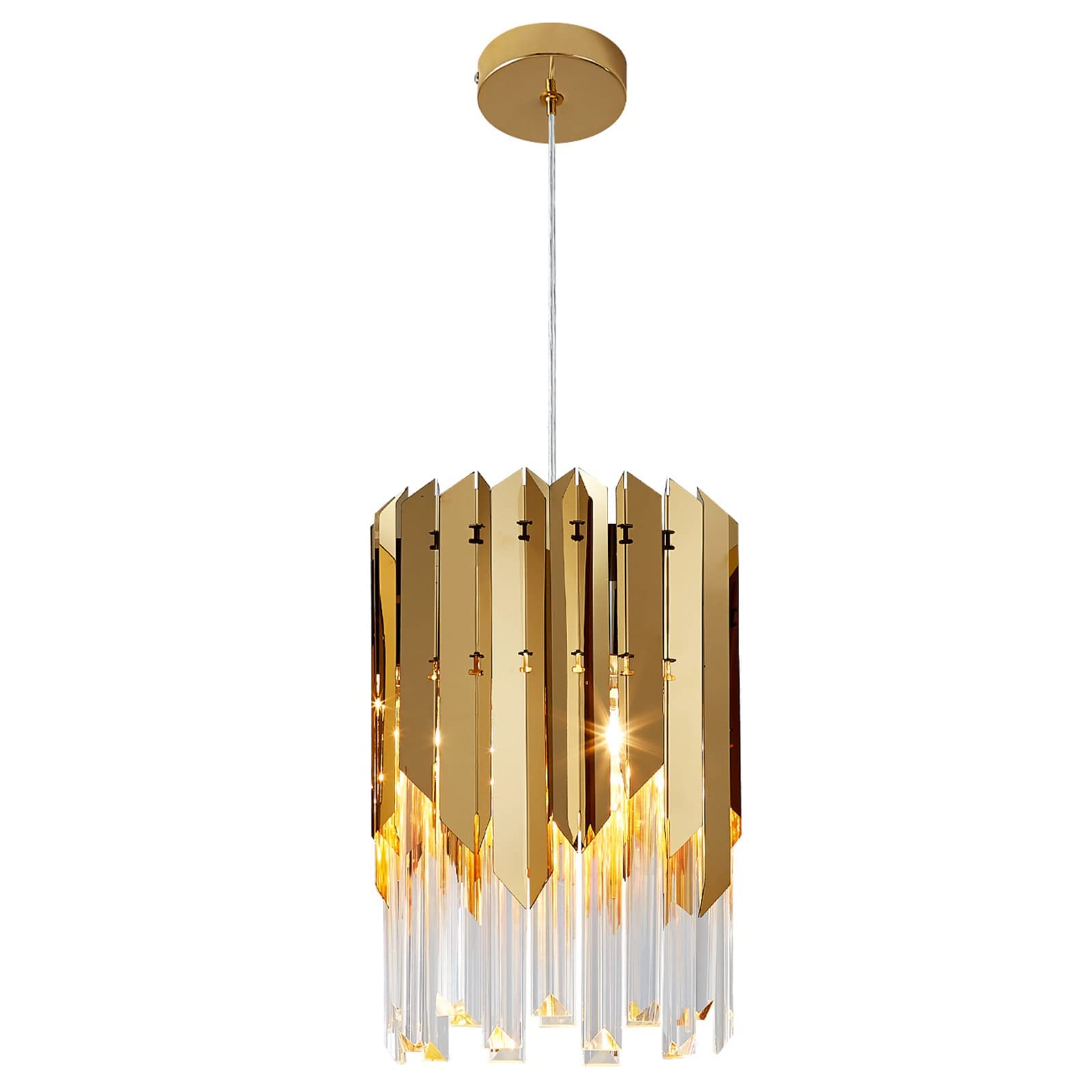 Biewalk Modern Crystal Chandeliers, Pendant Light Fixtures For Kitchen Island Luxury Gold Pendant Light Perfect For Dining Room, Bedroom, Kitchen, Living Room