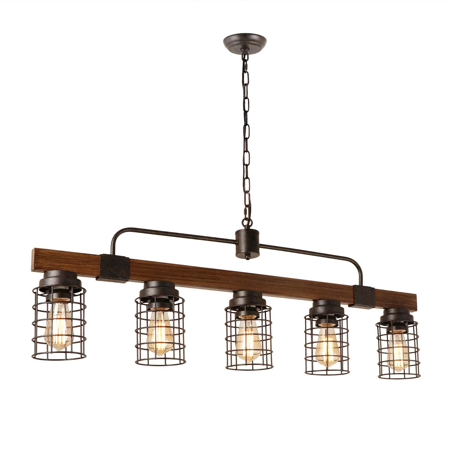 Giluta 5-Light Industrial Kitchen Island Chandelier, Rustic Metal Mesh Cage, Model C0089, Color C0089-5 Lights