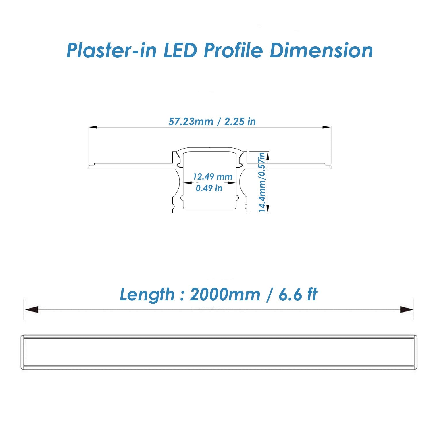 Besseto Plaster-in LED Aluminum Channel - 6Pack 1m/3.3ft, Silver, Trimless Diffuser Profile for Wall & Ceiling, Model DP45714-61