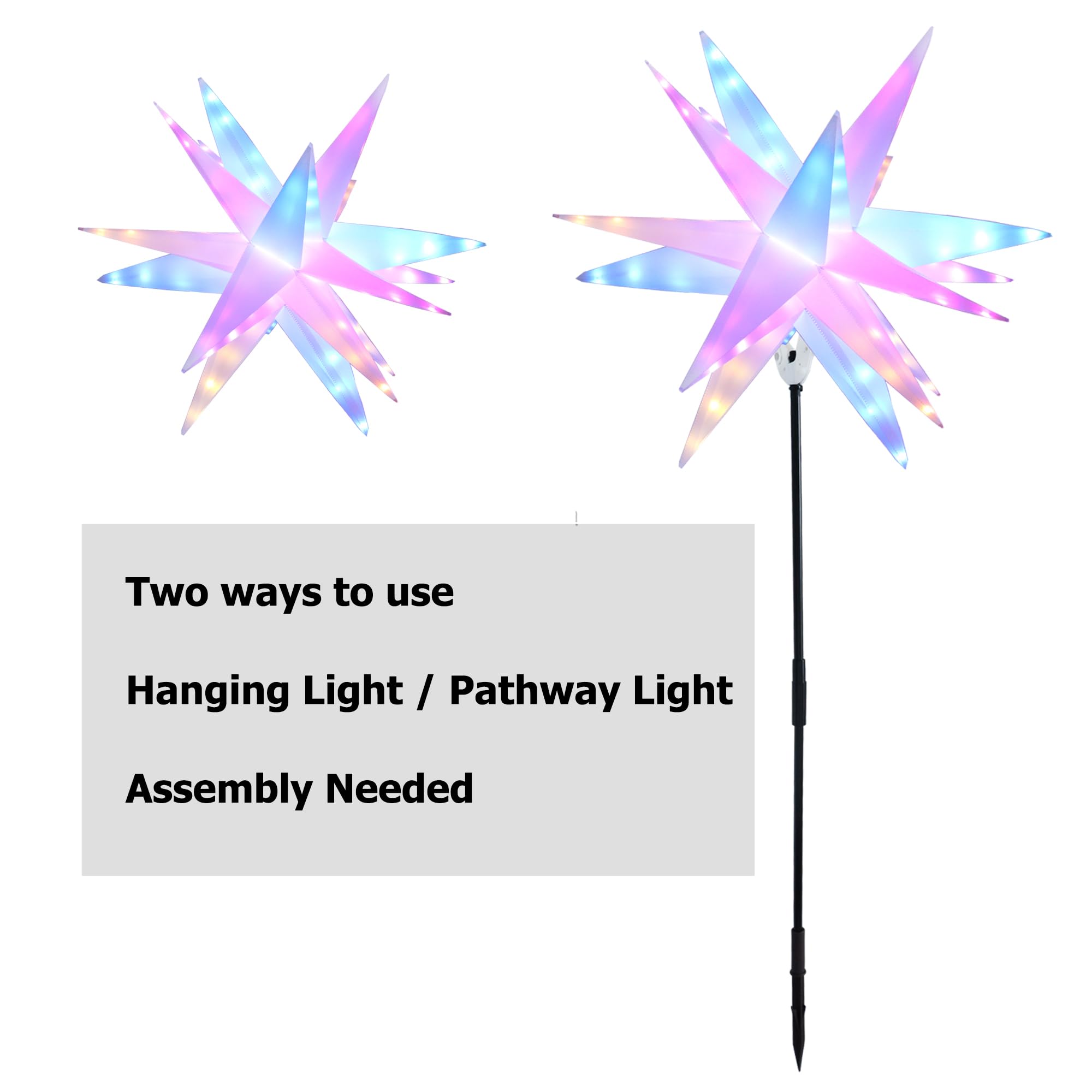 FUCHSUN 23" LED Moravian Star Light - Color Changing Christmas Tree Topper, Multi-colored, 6 Lighting Modes, Model GP-SW050DC1000-IP44