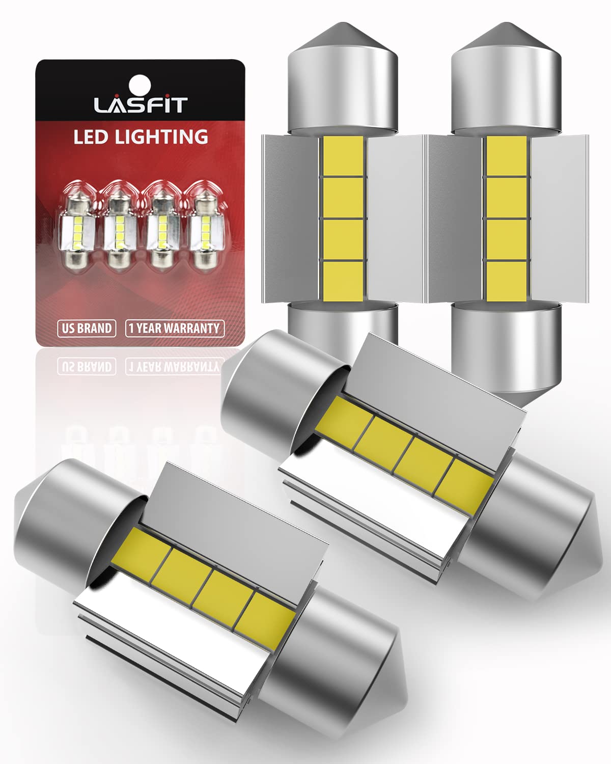 Lasfit De3022 Led Bulb 31Mm Festoon De3175 De3021 De3023 1.22 Inch 6428 6430 Canbus Error Free 400Lm 6000K For Dome Map Door Int