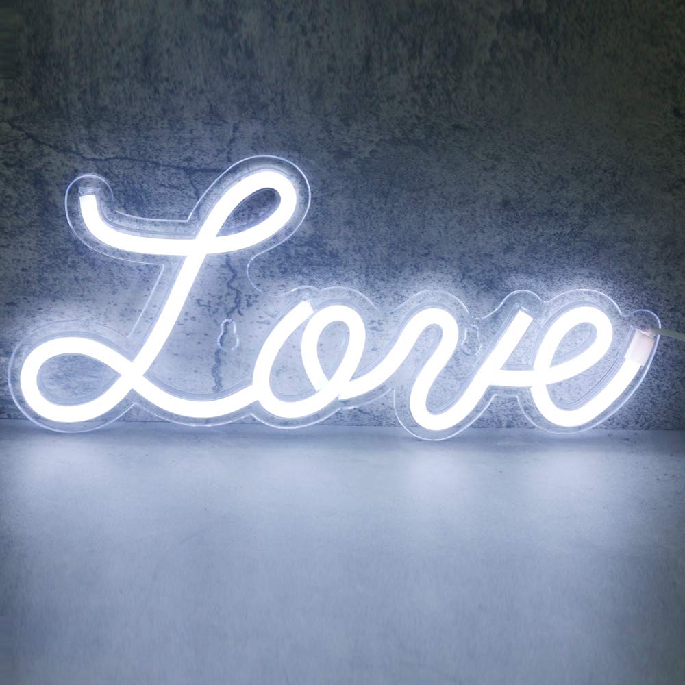 5V White Love LED Neon Sign Christmas Wedding Party Decoration Wall Lamp USB Powered Children Bedroom Night Light (NEW love whit