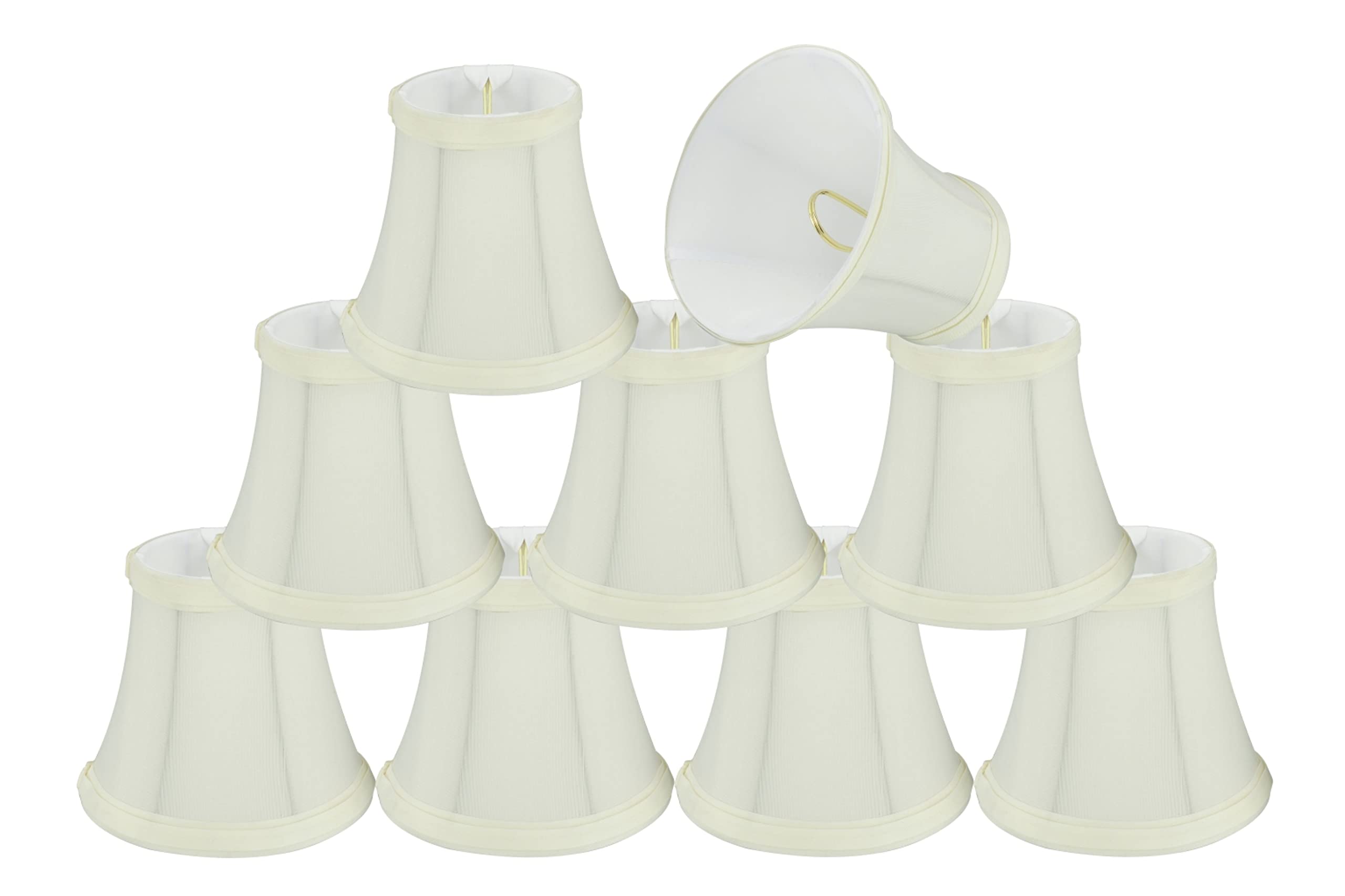 Aspen Creative 30035-2A, Bell Clip-On Chandelier Lamp Shade, Off-White, 3&quot; Top X 5&quot; Bottom X 4-1/2&quot; Slant Height, Set Of 2
