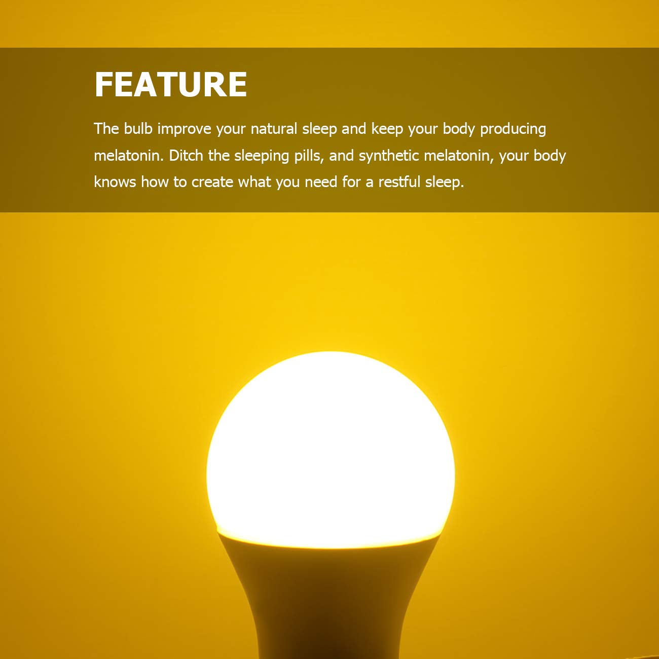 Hansang A19 Led Bug Light Bulb Yellow Color Bulb,7 Watt (60W Equivalent) E26 Medium Base Outdoor Porch Lights, Amber Bedroom Nig