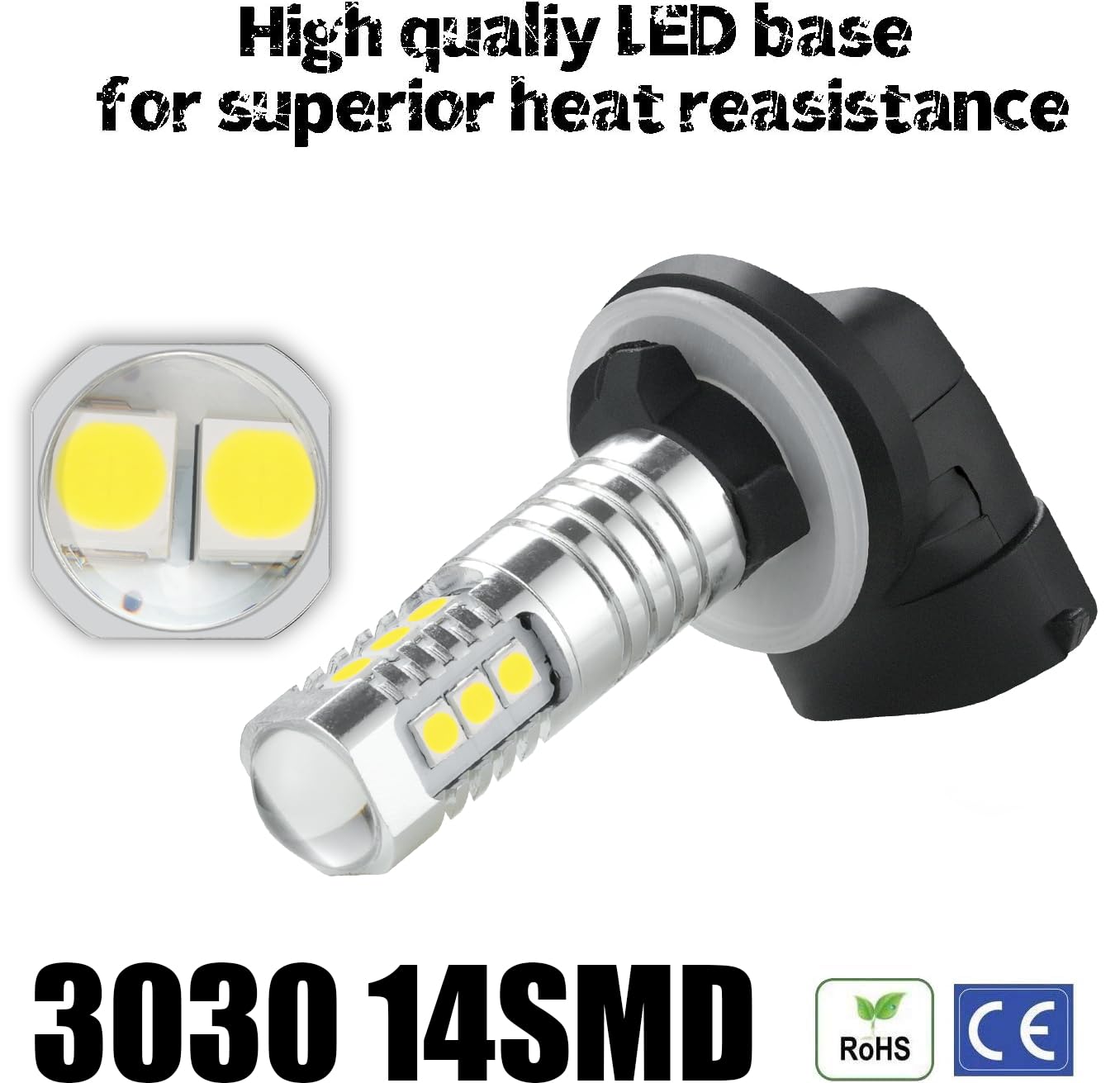KISLED 881 LED Fog Light Bulb, Extremely Bright Projector DRL, High Power 3030 Chips, Lemon Green