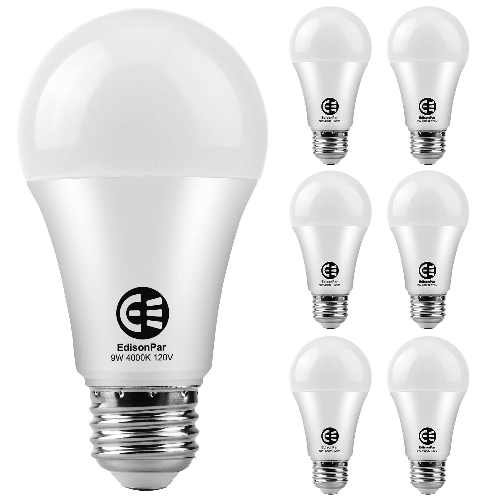 Edisonpar A19 6-Pack Led Light Bulbs, E26 Base 75W Equivalent 1000Lumens 4000K Neutral White, Non-Dimmable 120V 15000Hrs Indoor 