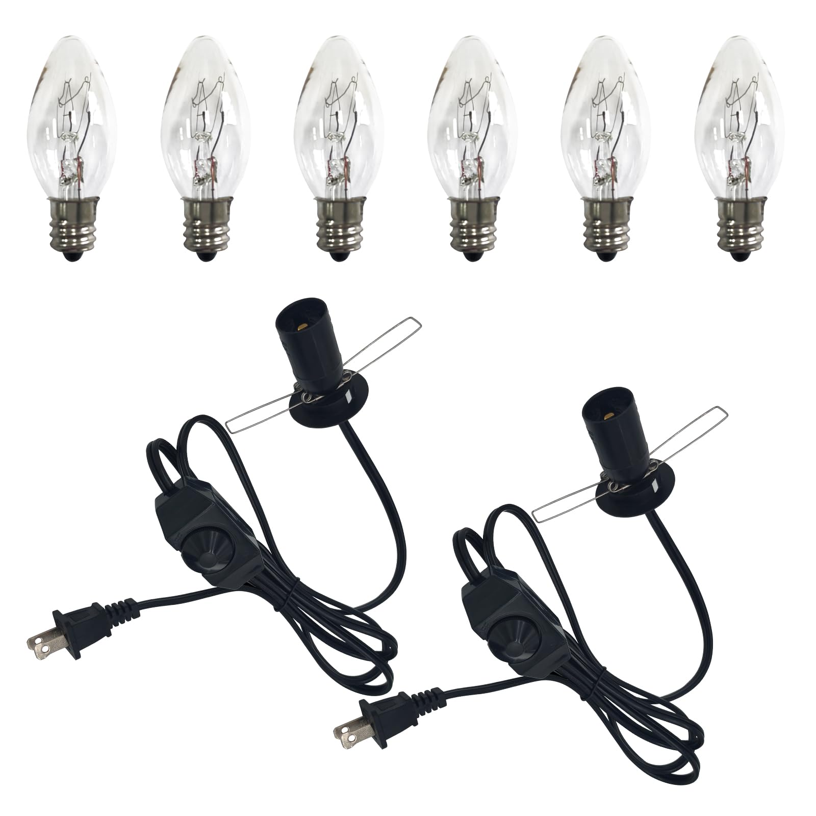 LCMLA Salt Lamp Cord with 6 Pcs 15W Bulbs 5 Feet Long Replacement for Himalayan Salt Lamp Salt Rock Lamp String Light with Dimma