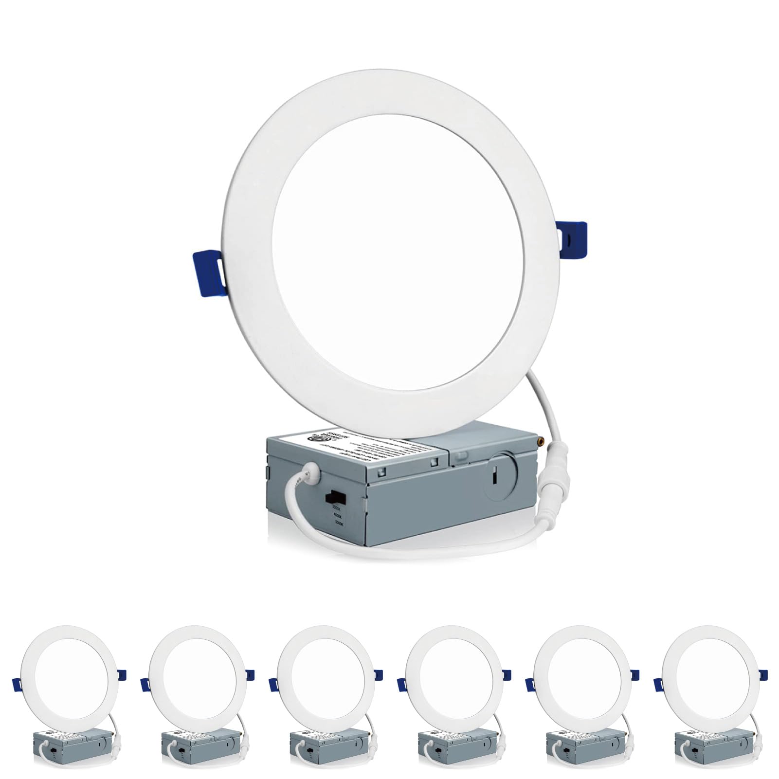 Meconard 6 Pack 6 Inch Ultra-Thin Led Recessed Ceiling Light, 3000K/4000K/5000K Selectable, Dimmable 12W=110W, 1050Lm, Ic Rated Can-Killer Downlights With Junction Box, Etl And Energy Star Listed