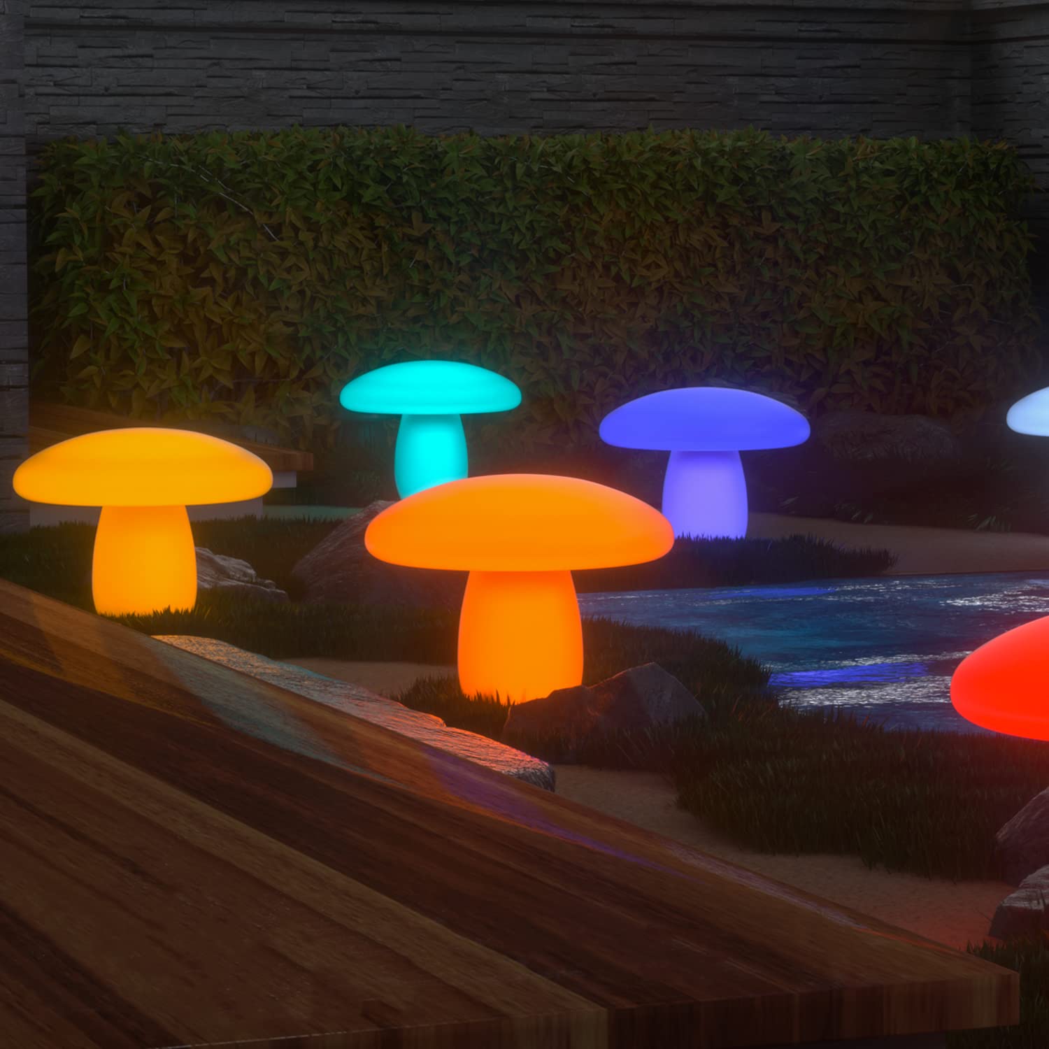 Magshion LED Mushroom Night Light, 21in Height, 16 RGB Colors, Dimmable, Rechargeable, Remote, Medium, White, Model MAG-A41-LED-DL-006
