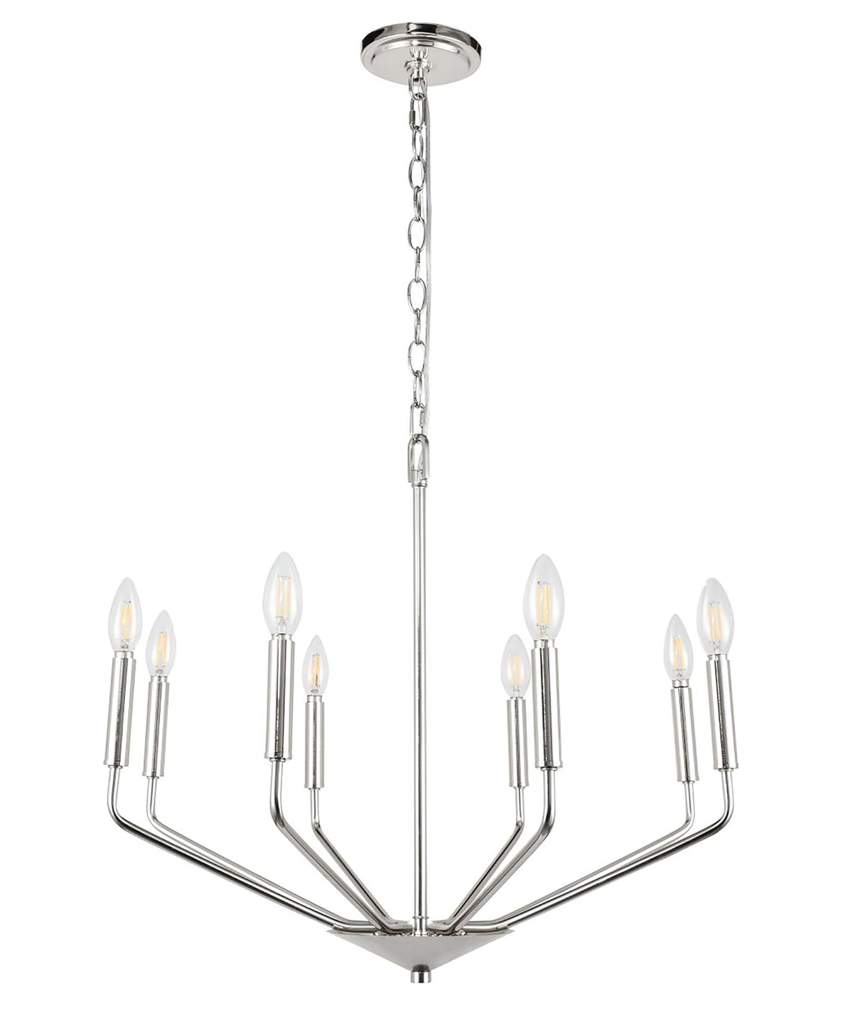 Living District Chrome 8-Light Pendant Ceiling Light - Modern Metal Home Decor, 25&quot;W X 21&quot;H