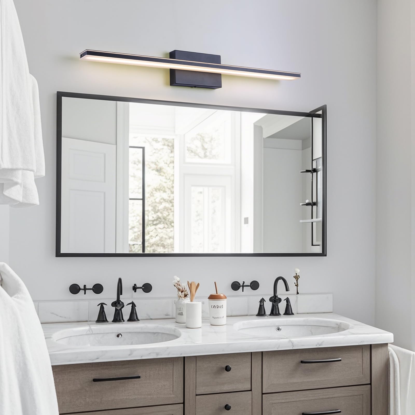 BRIVOLART LED Bathroom Vanity Light Dimmable 5CCT 31.5 Inch Black Acrylic Fixture Model 6420-5CCT