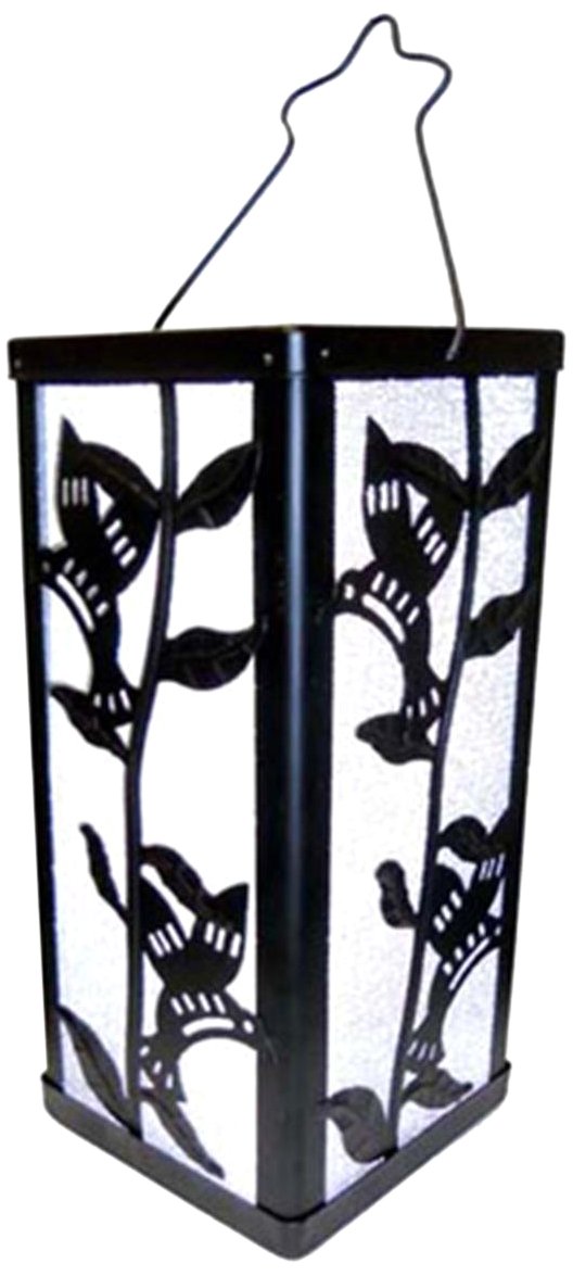 Gsl Hummingbird And Plant Lantern Solar Light - White Aluminum Outdoor Decor