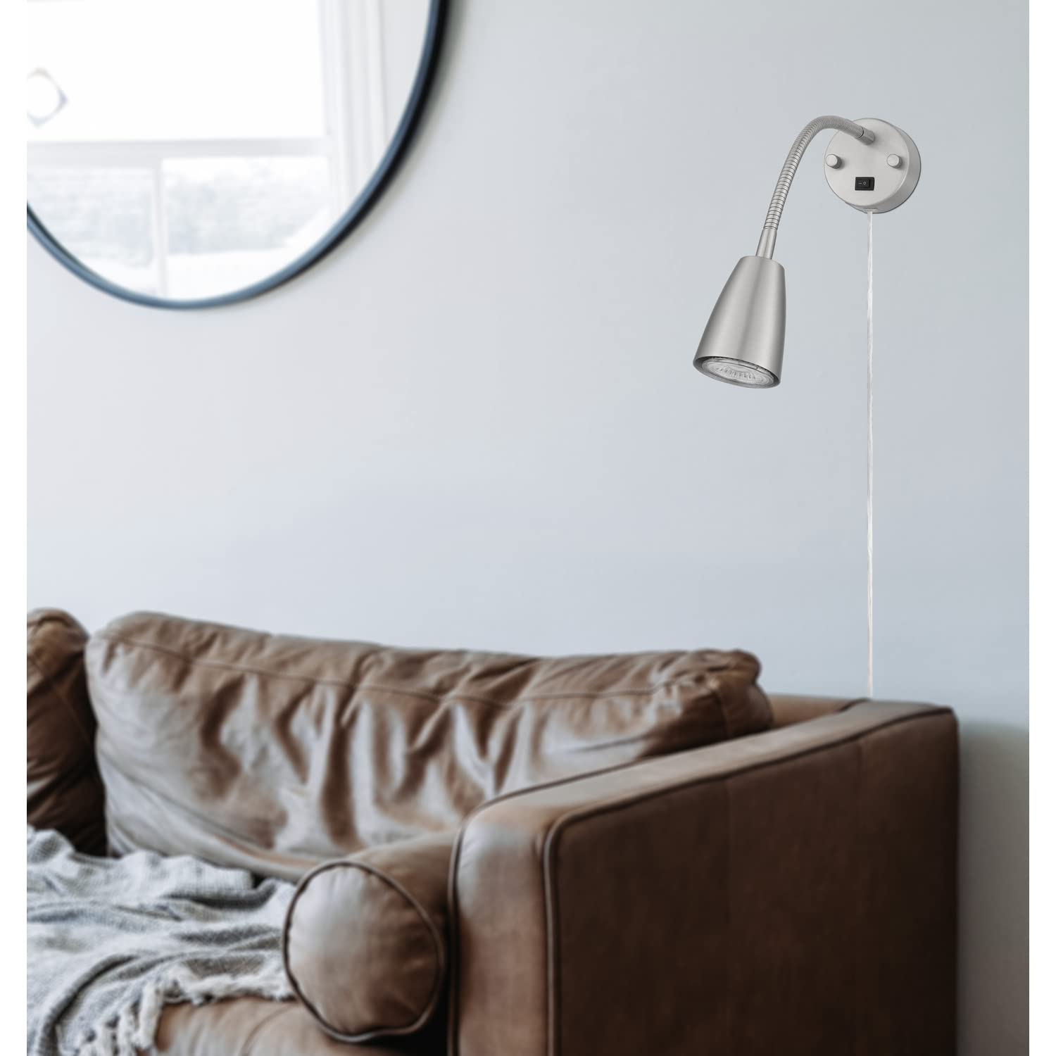 Cal Lighting 14.25" Height Brushed Steel Metal Wall Lamp