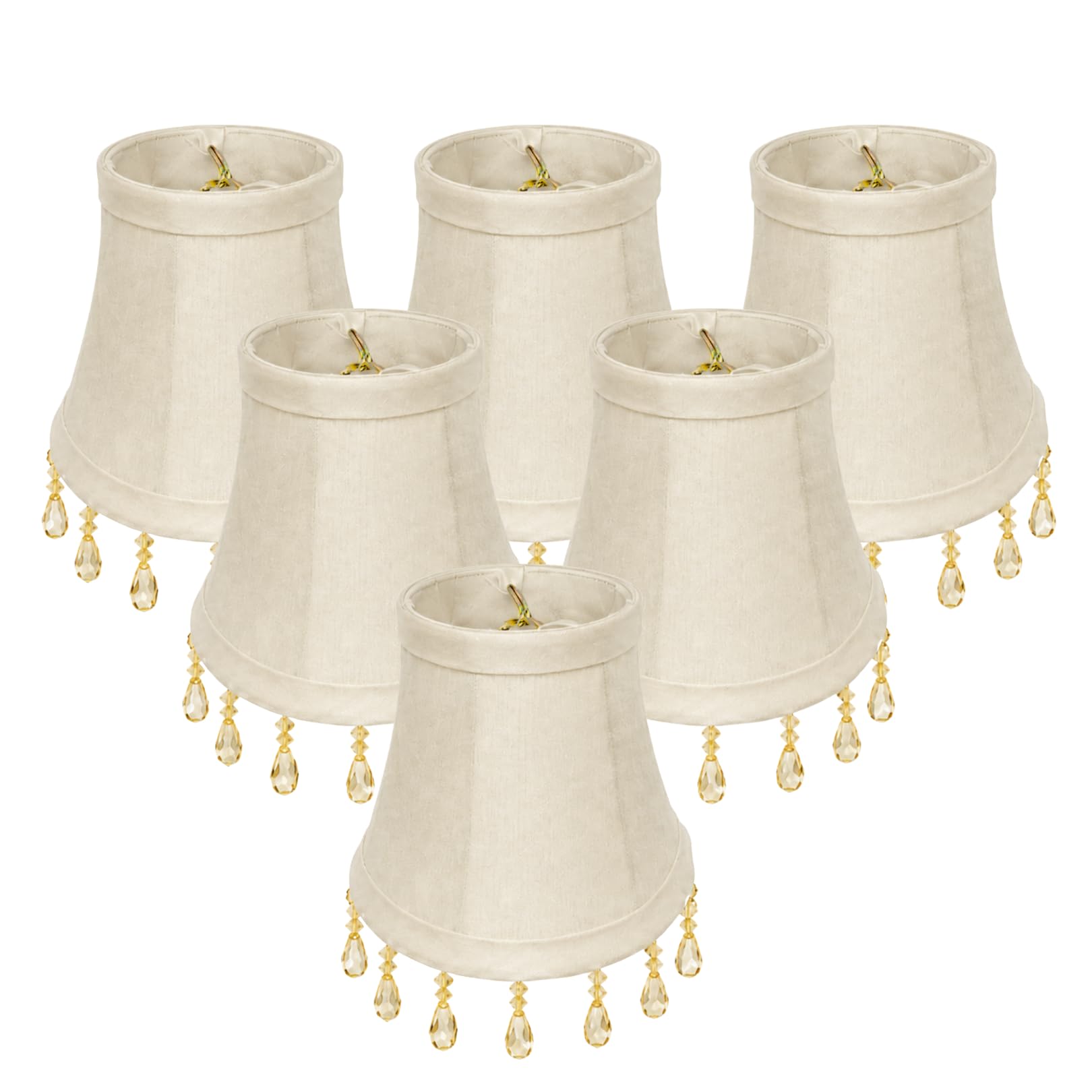 Royal Designs, Inc. CS-312B-5BG-6 Beaded Bell Chandelier Shade, 3 x 5 x 4, Beige, 6-Pack