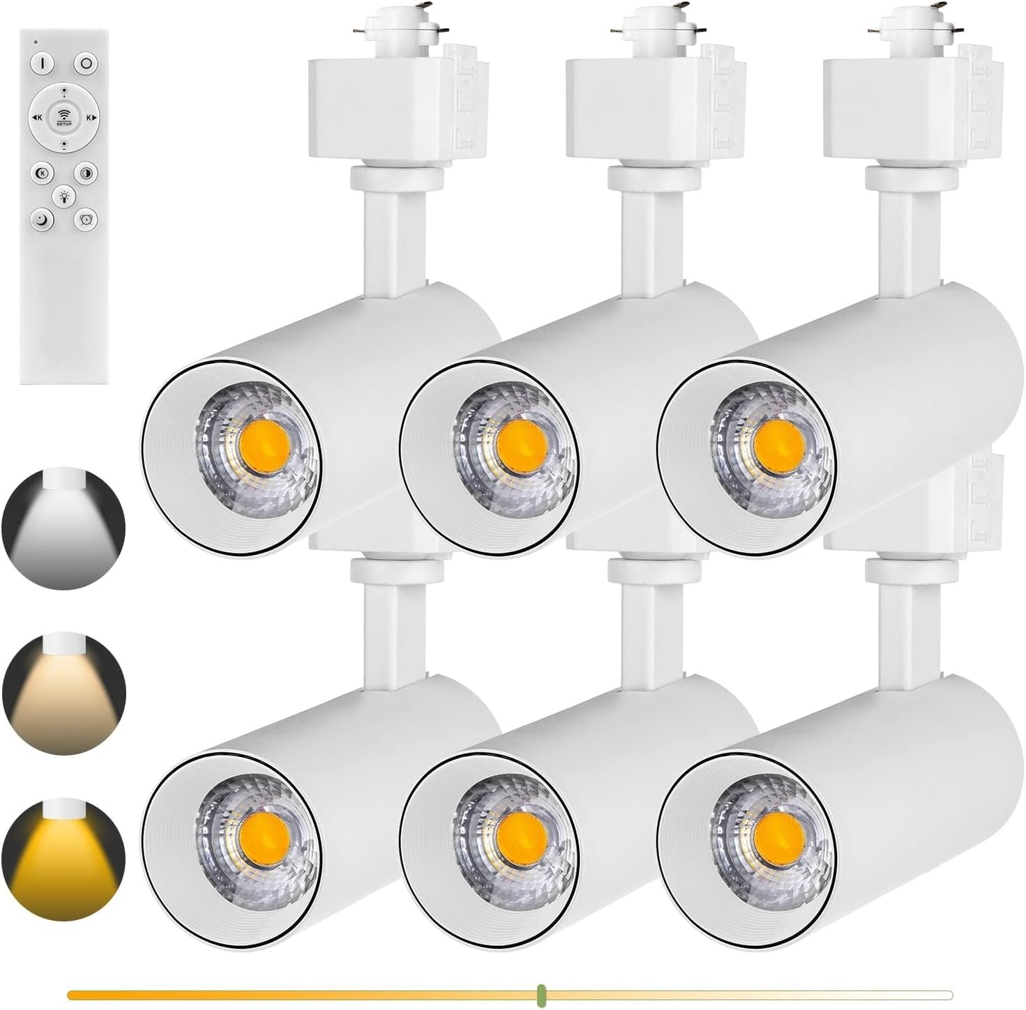INTWELL 3-Colo 12W LED Track Lighting Heads,H Type LED Track Light Heads with Remote,Dimmable 3000K/4000K/5000K Selectable,CRI90