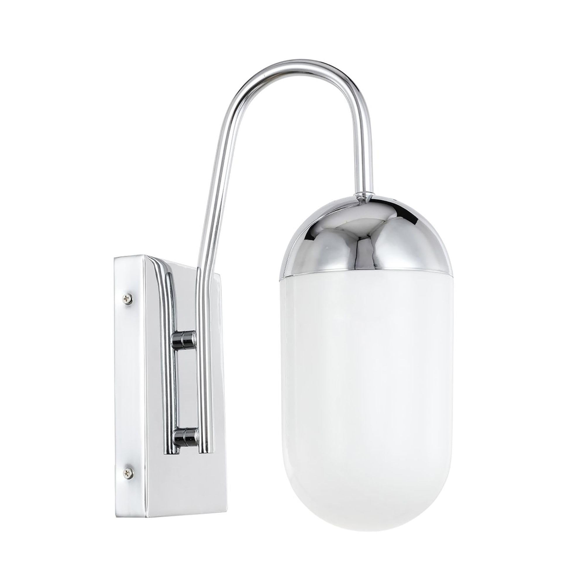 Living District Chrome Wall Sconce With Frosted White Glass, Modern Decorative Lighting 13.5"H